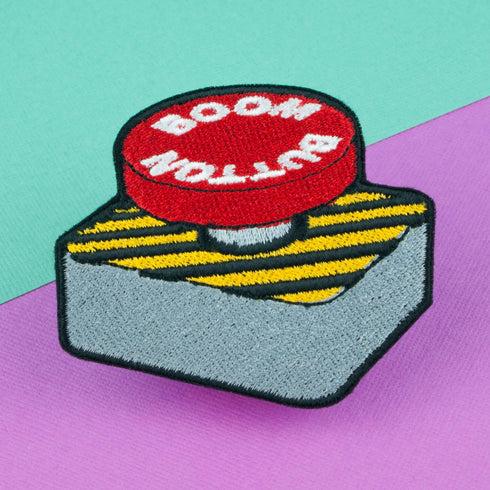 Boom Button Iron on Patch
