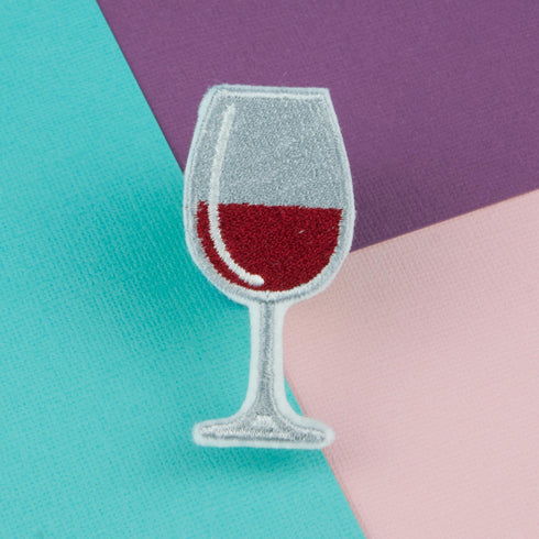 Wine Glass Iron on Patch