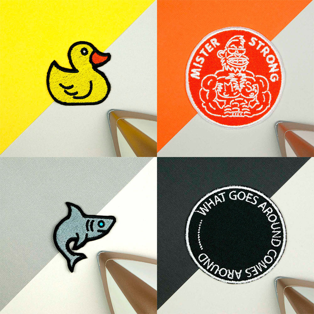 Four More Iron On Embroidered Patches [July 2017] Rubber Duck - Mister Strong - Shark - What Goes Around… - Main Blog Image