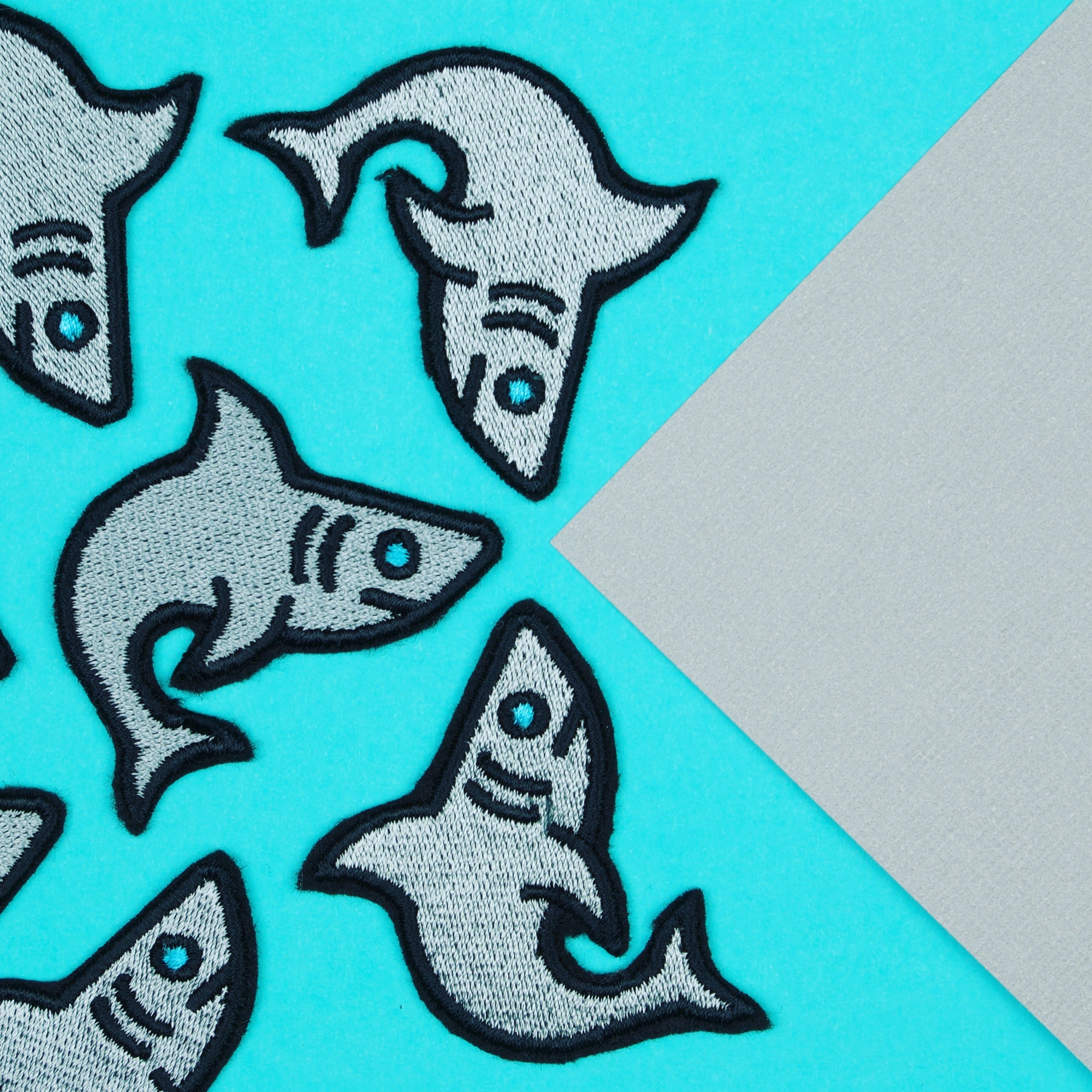Shark Iron on / Sew on Embroidered Patch by Hatty Hats Embroidery - The Facts Blog Main Image