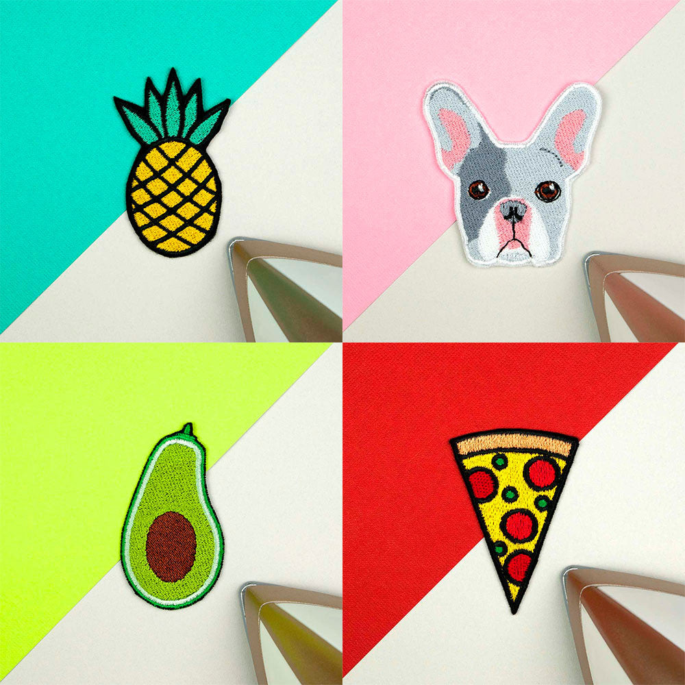 The FIRST 4 Iron On Embroidered Patches [June 2017] Pineapple - French Bulldog - Avocado - Pizza Slice - Main Blog Image