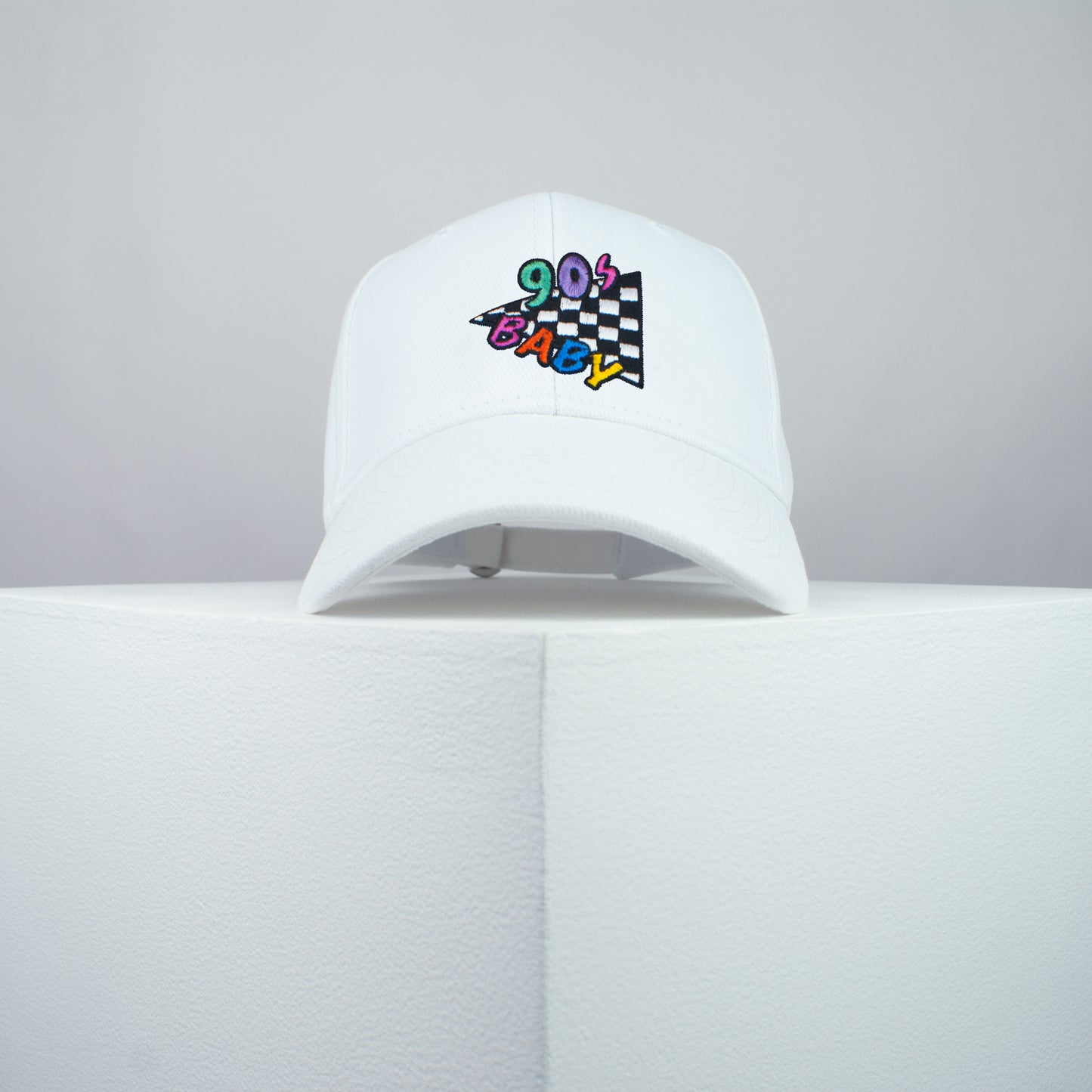 90s Baby embroidered baseball cap white / 90s / retro / vintage / rainbow / embroidery / patch / hat / dad hat / cap / iron on patch / embroidered patch / badge / applique / embroidered / punk patches / trucker hat / snapback / caps / dad hats / baseball hat / mens hat / womens hat / embroidered hat / dad cap / embroidered cap
