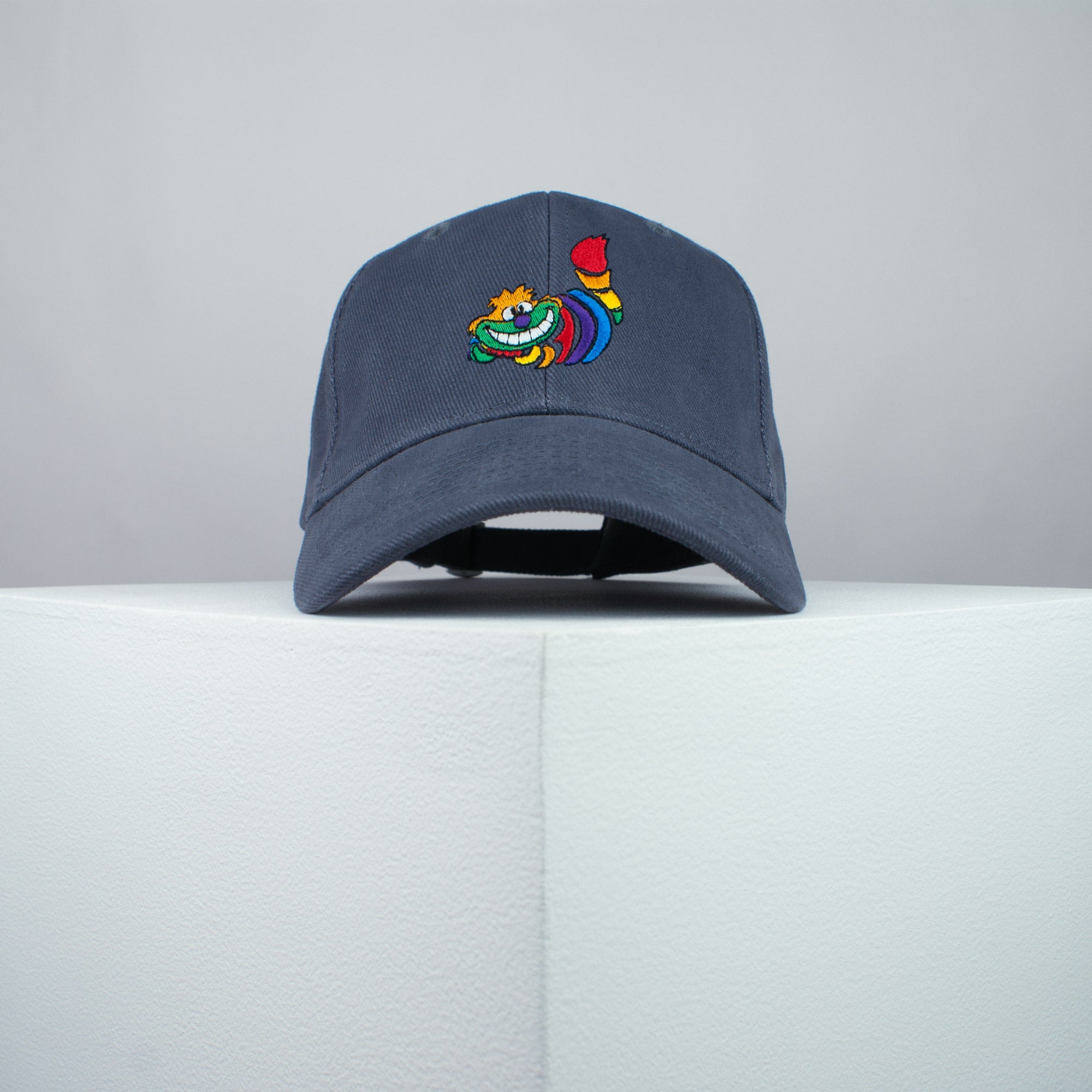 Alice in wonderland cheshire cat embroidered baseball cap grey / mad hatter / i’m not all there myself / cat / disney / embroidery / patch / dad / hat / cap / clothing // Hatty Hats / iron on patch / dad hat embroidered patch / badge / applique / embroidered / punk patches / trucker hat / snapback / caps / dad hats / baseball hat / mens hat / womens hat / embroidered hat / dad cap / embroidered cap