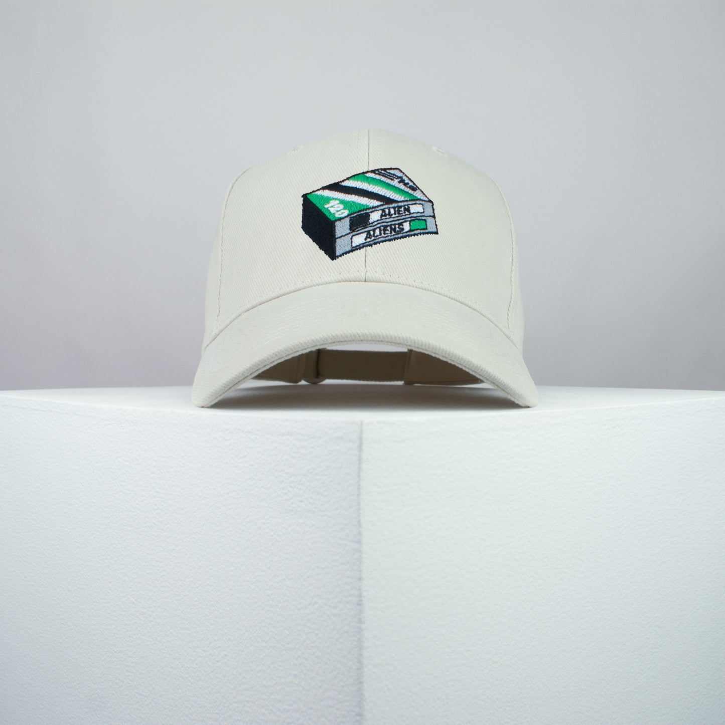 Alien / Aliens Movie embroidered baseball cap beige / Retro VHS / UFO / Movie / Predator / embroidery / patch / dad / hat / cap / clothing // Hatty Hats / iron on patch / dad hat embroidered patch / badge / applique / embroidered / punk patches / trucker hat / snapback / caps / dad hats / baseball hat / mens hat / womens hat / embroidered hat / dad cap / embroidered cap