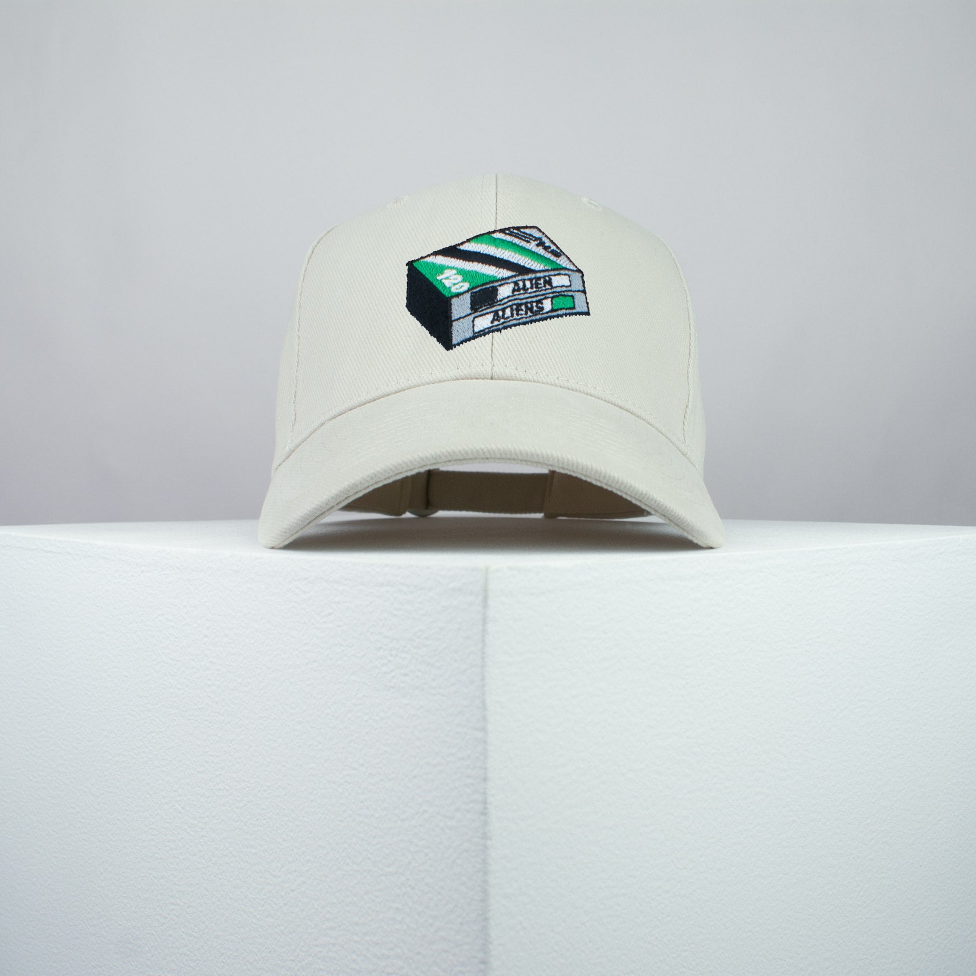 Alien / Aliens Movie embroidered baseball cap beige / Retro VHS / UFO / Movie / Predator / embroidery / patch / dad / hat / cap / clothing // Hatty Hats / iron on patch / dad hat embroidered patch / badge / applique / embroidered / punk patches / trucker hat / snapback / caps / dad hats / baseball hat / mens hat / womens hat / embroidered hat / dad cap / embroidered cap