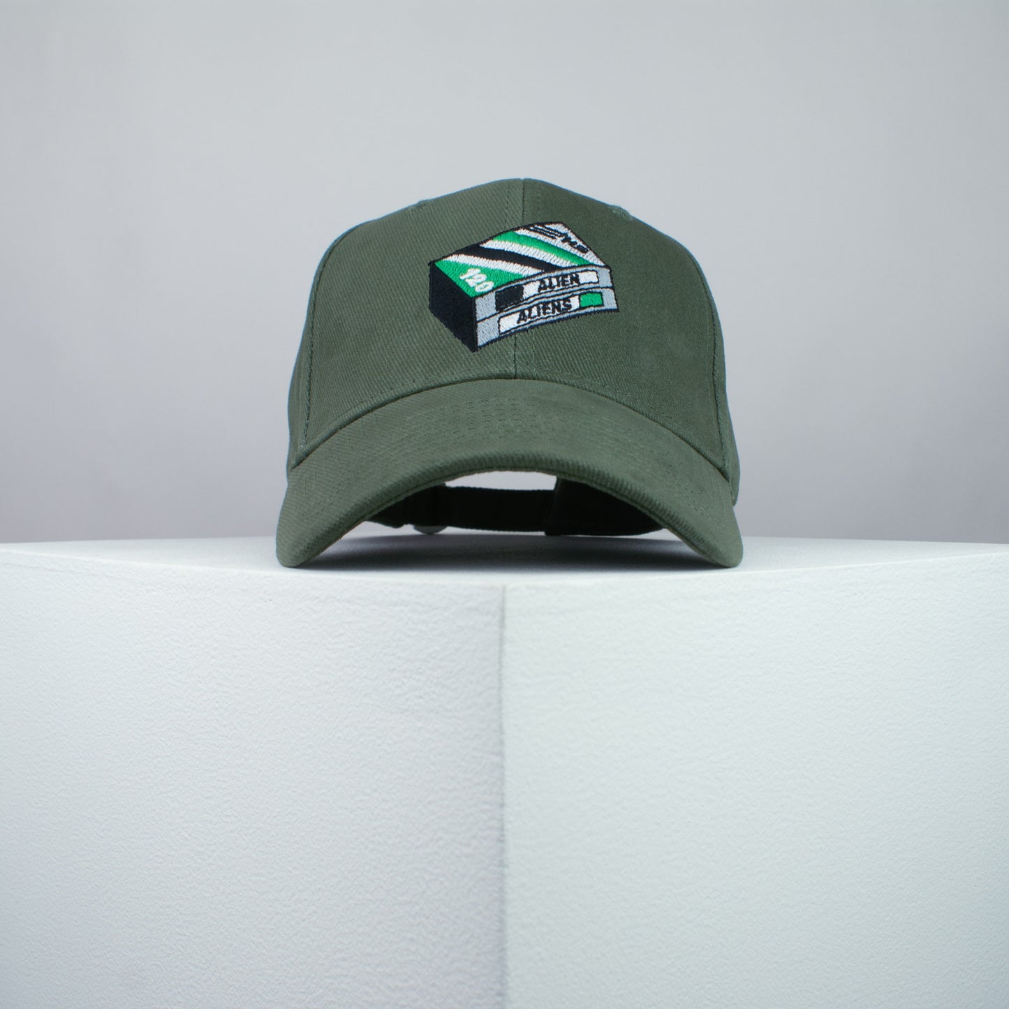 Alien / Aliens Movie embroidered baseball cap olive green / Retro VHS / UFO / Movie / Predator / embroidery / patch / dad / hat / cap / clothing // Hatty Hats / iron on patch / dad hat embroidered patch / badge / applique / embroidered / punk patches / trucker hat / snapback / caps / dad hats / baseball hat / mens hat / womens hat / embroidered hat / dad cap / embroidered cap