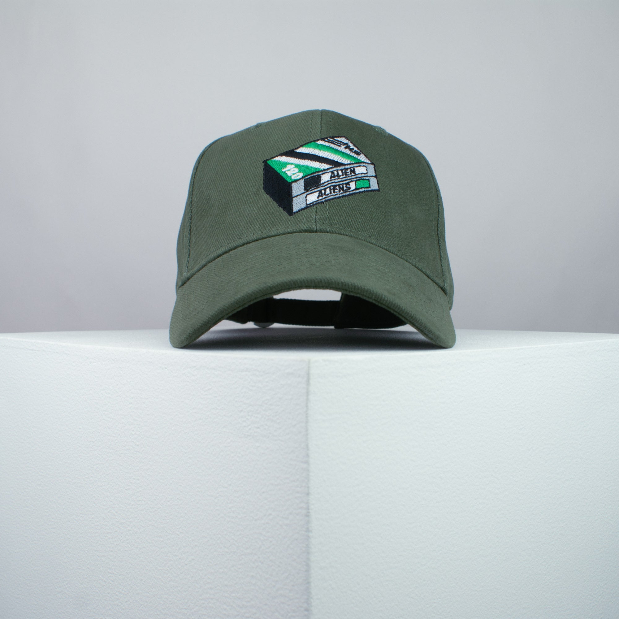 Alien / Aliens Movie embroidered baseball cap olive green / Retro VHS / UFO / Movie / Predator / embroidery / patch / dad / hat / cap / clothing // Hatty Hats / iron on patch / dad hat embroidered patch / badge / applique / embroidered / punk patches / trucker hat / snapback / caps / dad hats / baseball hat / mens hat / womens hat / embroidered hat / dad cap / embroidered cap