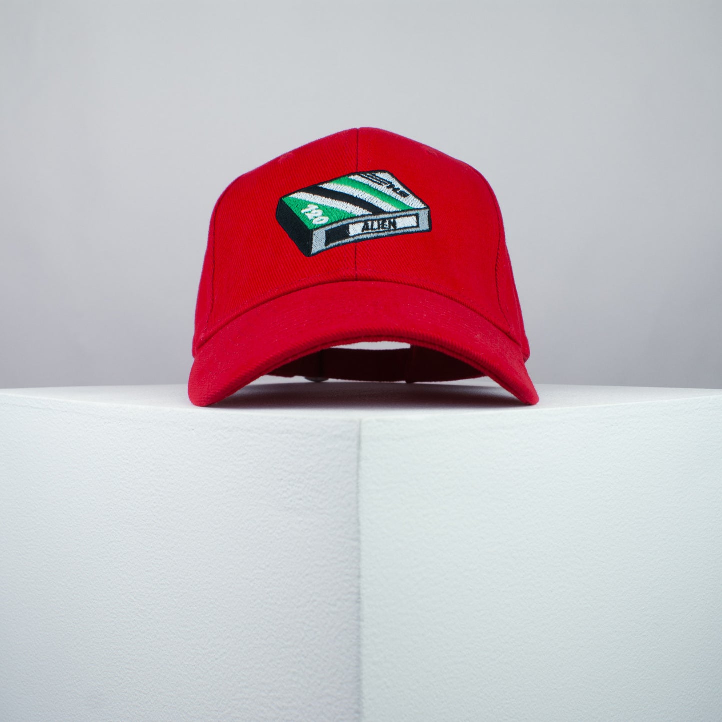 Alien Movie embroidered baseball cap red / Retro VHS / UFO / Movie / Predator / Aliens / embroidery / patch / dad / hat / cap / clothing // Hatty Hats / iron on patch / dad hat embroidered patch / badge / applique / embroidered / punk patches / trucker hat / snapback / caps / dad hats / baseball hat / mens hat / womens hat / embroidered hat / dad cap / embroidered cap
