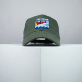 Amsterdam embroidered baseball cap olive green / Netherlands / retro / vintage / holiday / beach / embroidery / patch / dad / hat / cap / clothing // Hatty Hats / iron on patch / dad hat embroidered patch / badge / applique / embroidered / punk patches / trucker hat / snapback / caps / dad hats / baseball hat / mens hat / womens hat / embroidered hat / dad cap / embroidered cap