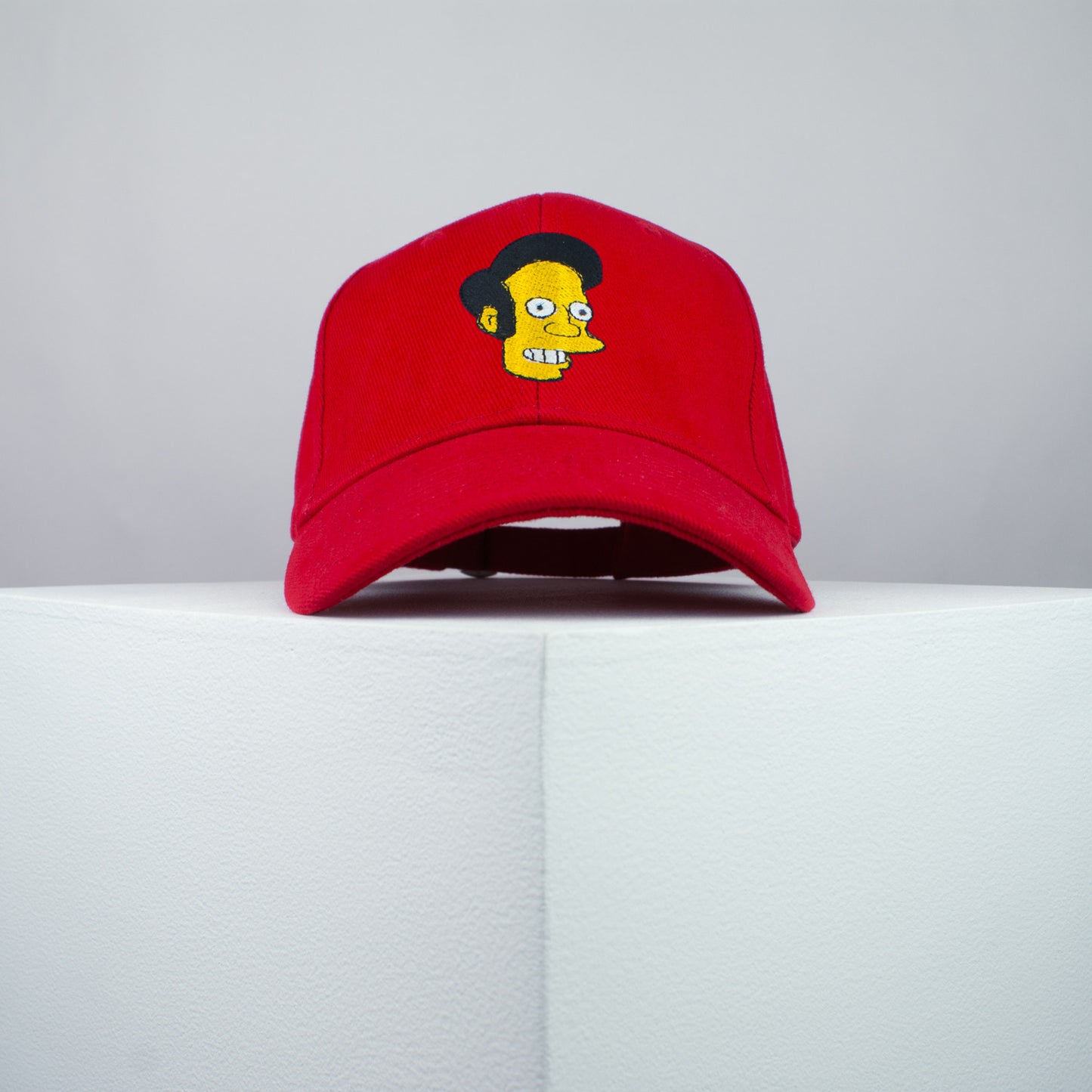 Apu Nahasapeemapetilon embroidered baseball cap red / the simpsons / bart / marge / homer / embroidery / patch / hat / dad hat / cap / iron on patch / embroidered patch / badge / applique / embroidered / punk patches / trucker hat / snapback / caps / dad hats / baseball hat / mens hat / womens hat / embroidered hat / dad cap / embroidered cap