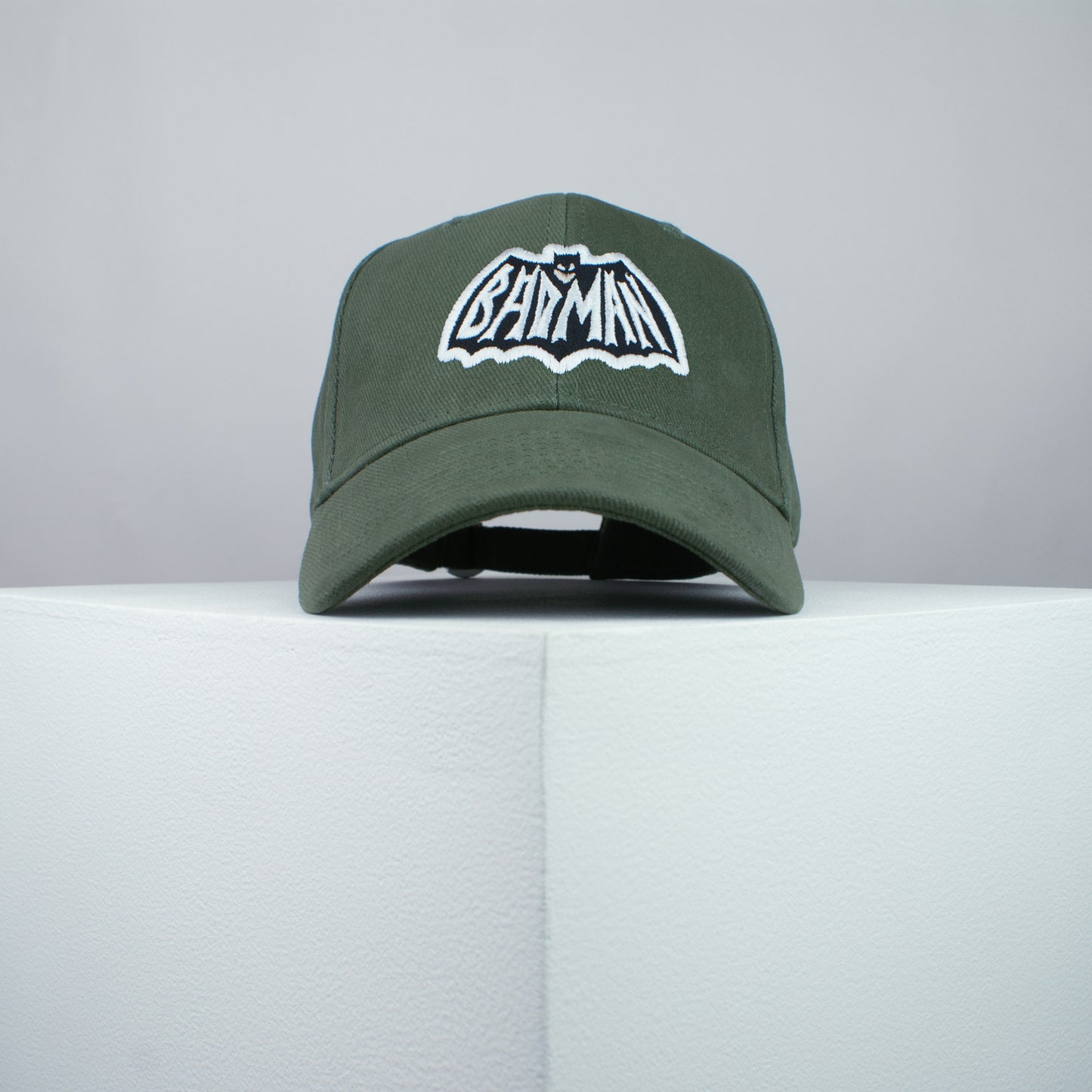 Badman Batman embroidered baseball cap olive green / superhero / superman / DC comics / marvel / embroidery / patch / dad / hat / cap / clothing // Hatty Hats / iron on patch / dad hat embroidered patch / badge / applique / embroidered / punk patches / trucker hat / snapback / caps / dad hats / baseball hat / mens hat / womens hat / embroidered hat / dad cap / embroidered cap