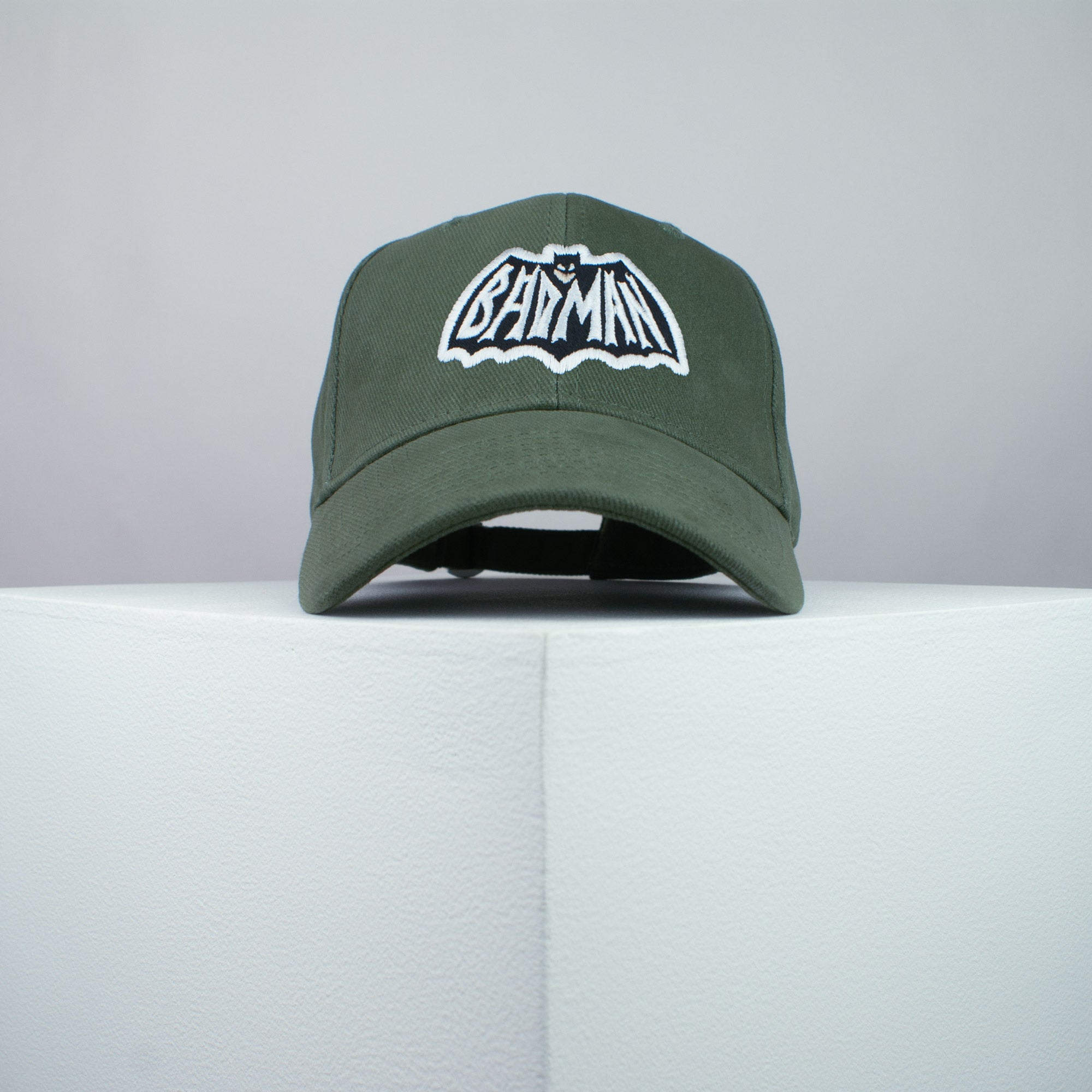 Badman Batman embroidered baseball cap olive green / superhero / superman / DC comics / marvel / embroidery / patch / dad / hat / cap / clothing // Hatty Hats / iron on patch / dad hat embroidered patch / badge / applique / embroidered / punk patches / trucker hat / snapback / caps / dad hats / baseball hat / mens hat / womens hat / embroidered hat / dad cap / embroidered cap