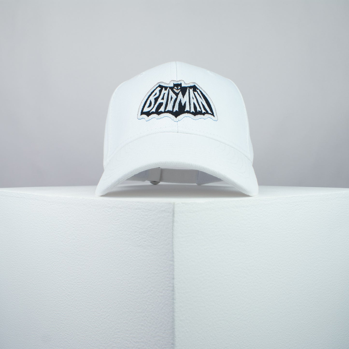 Badman Batman embroidered baseball cap white / superhero / superman / DC comics / marvel / embroidery / patch / dad / hat / cap / clothing // Hatty Hats / iron on patch / dad hat embroidered patch / badge / applique / embroidered / punk patches / trucker hat / snapback / caps / dad hats / baseball hat / mens hat / womens hat / embroidered hat / dad cap / embroidered cap