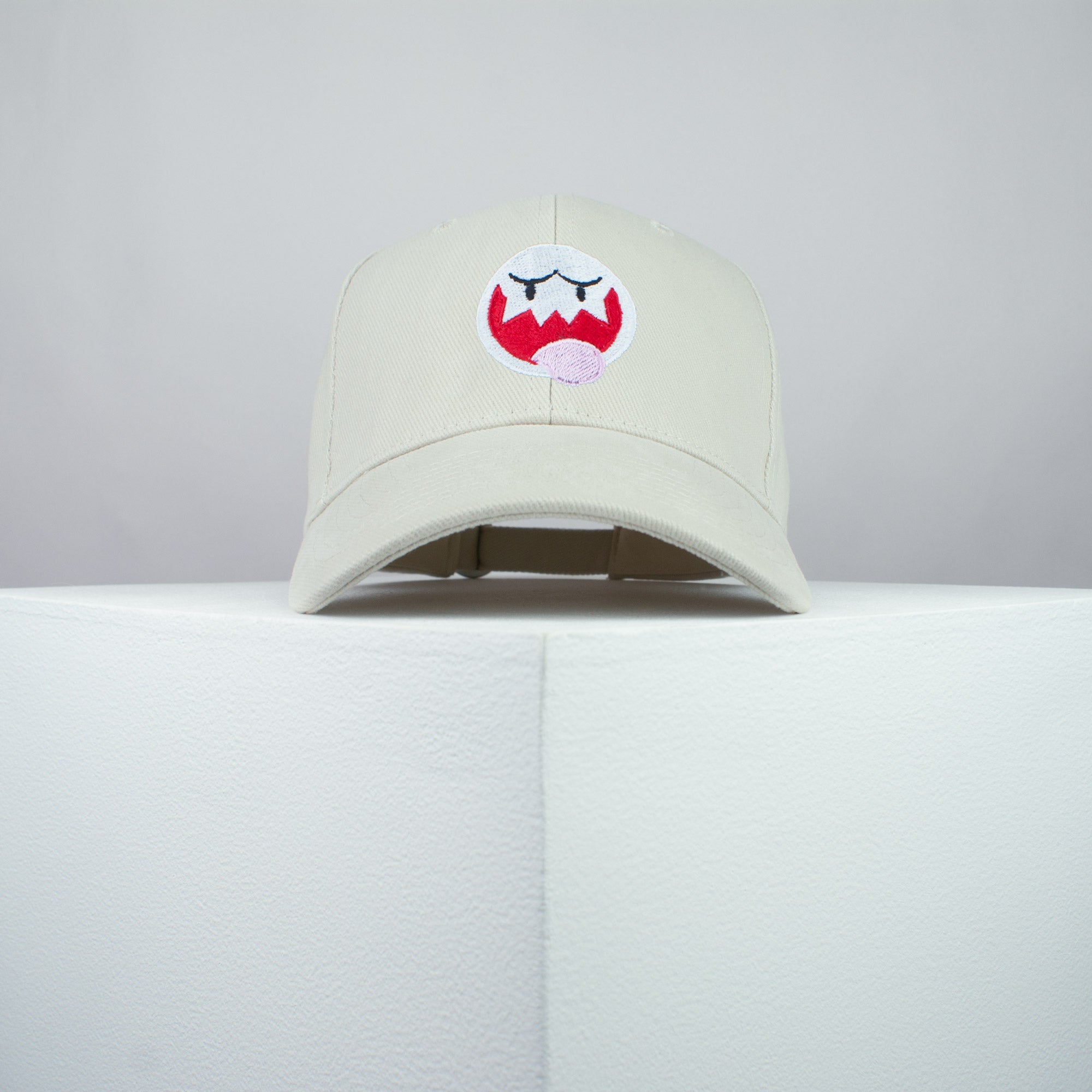 Super Mario Boo embroidered baseball cap beige / mario / nintendo / gamer / gaming / embroidery / patch / hat / dad hat / cap / iron on patch / embroidered patch / badge / applique / embroidered / punk patches / trucker hat / snapback / caps / dad hats / baseball hat / mens hat / womens hat / embroidered hat / dad cap / embroidered cap