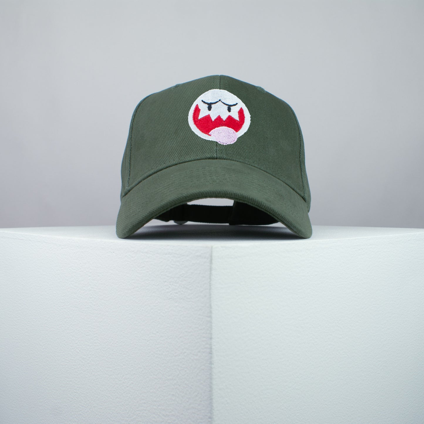 Super Mario Boo embroidered baseball cap olive green / mario / nintendo / gamer / gaming / embroidery / patch / hat / dad hat / cap / iron on patch / embroidered patch / badge / applique / embroidered / punk patches / trucker hat / snapback / caps / dad hats / baseball hat / mens hat / womens hat / embroidered hat / dad cap / embroidered cap