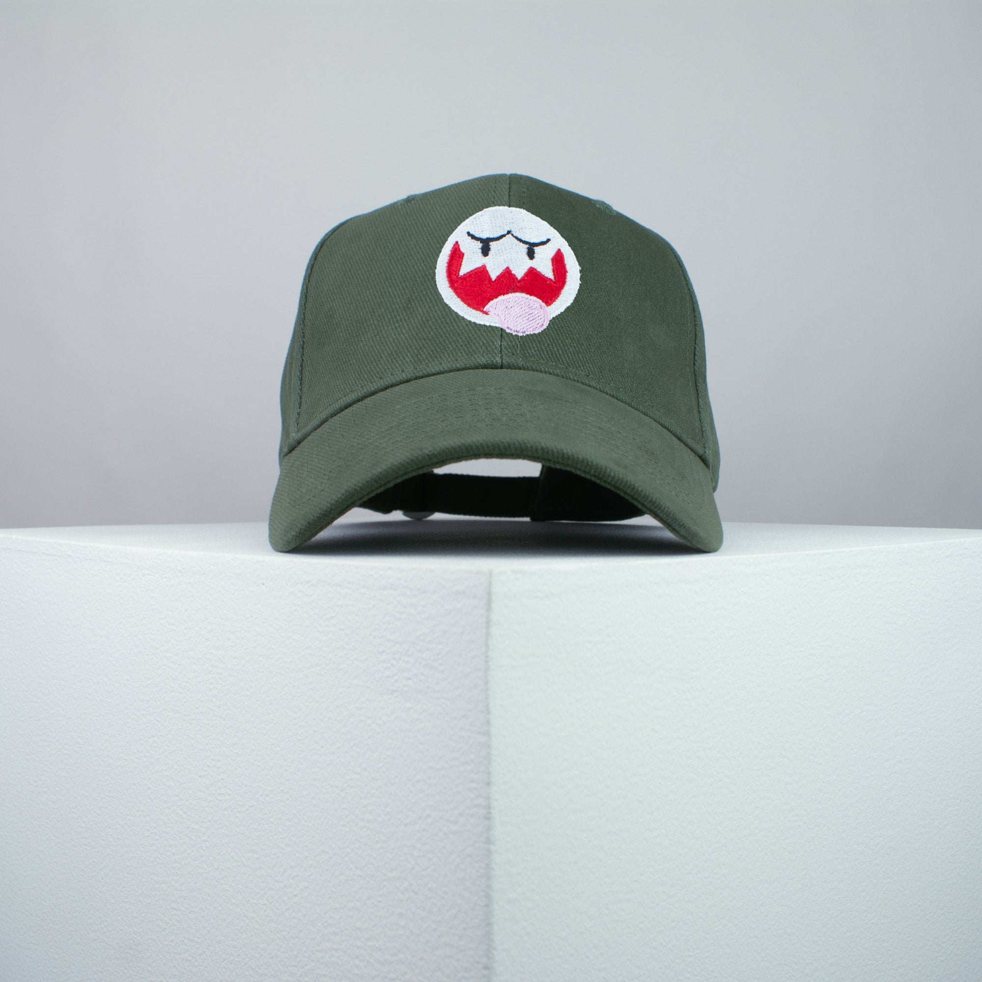 Super Mario Boo embroidered baseball cap olive green / mario / nintendo / gamer / gaming / embroidery / patch / hat / dad hat / cap / iron on patch / embroidered patch / badge / applique / embroidered / punk patches / trucker hat / snapback / caps / dad hats / baseball hat / mens hat / womens hat / embroidered hat / dad cap / embroidered cap
