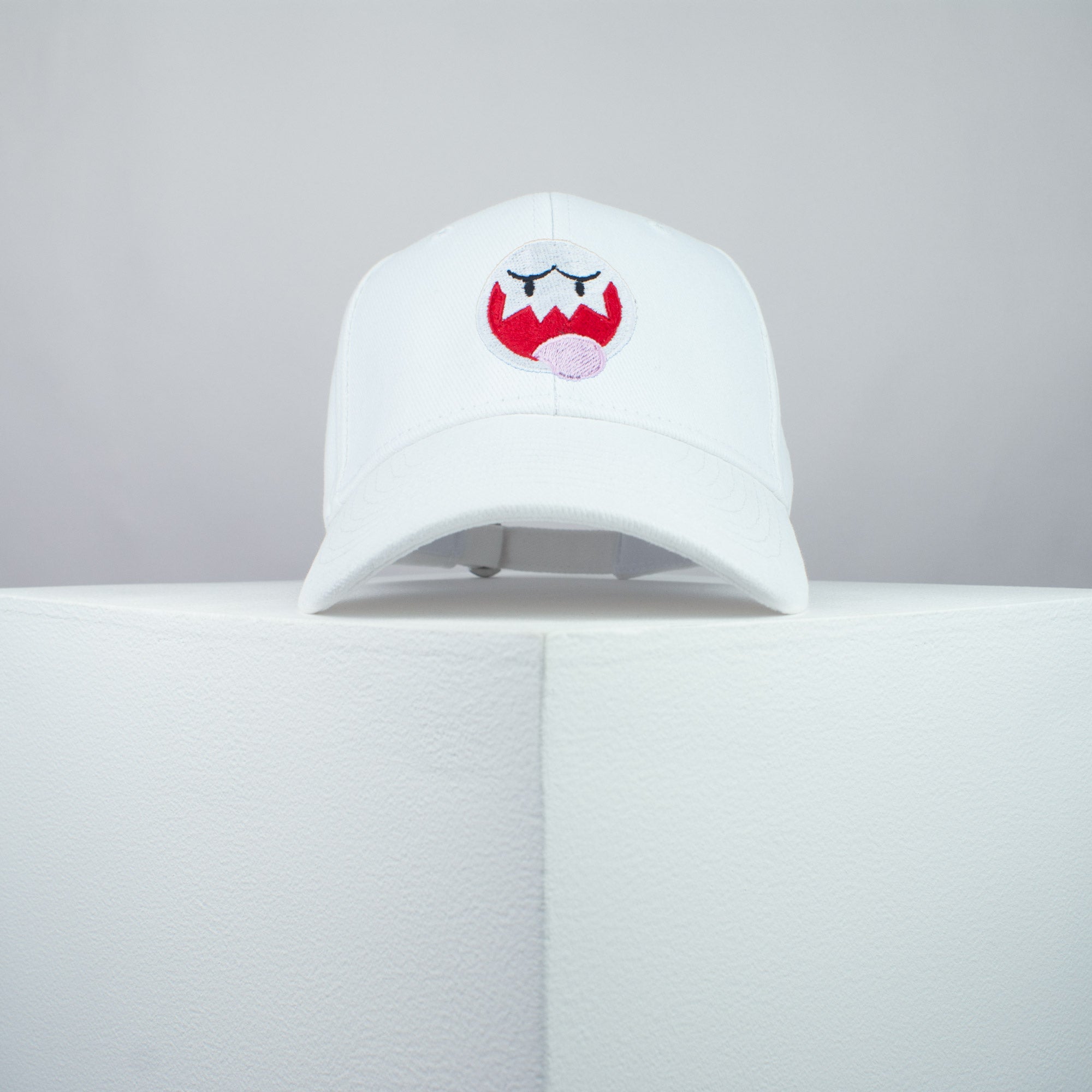 Super Mario Boo embroidered baseball cap white / mario / nintendo / gamer / gaming / embroidery / patch / hat / dad hat / cap / iron on patch / embroidered patch / badge / applique / embroidered / punk patches / trucker hat / snapback / caps / dad hats / baseball hat / mens hat / womens hat / embroidered hat / dad cap / embroidered cap