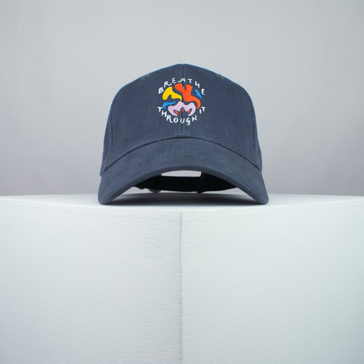 Breath through it embroidered baseball cap grey / meditation / yoga / spiritual / gift for her / embroidery / patch / hat / dad hat / cap // Hatty Hats / iron on patch / embroidered patch / badge / applique / embroidered / punk patches / trucker hat / snapback / caps / dad hats / baseball hat / mens hat / womens hat / embroidered hat / dad cap / embroidered cap