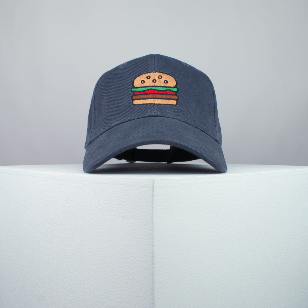Burger embroidered baseball cap grey / food / gift / hamburger / embroidery / patch / hat / dad hat / cap / iron on patch / embroidered patch / badge / applique / embroidered / punk patches / trucker hat / snapback / caps / dad hats / baseball hat / mens hat / womens hat / embroidered hat / dad cap / embroidered cap