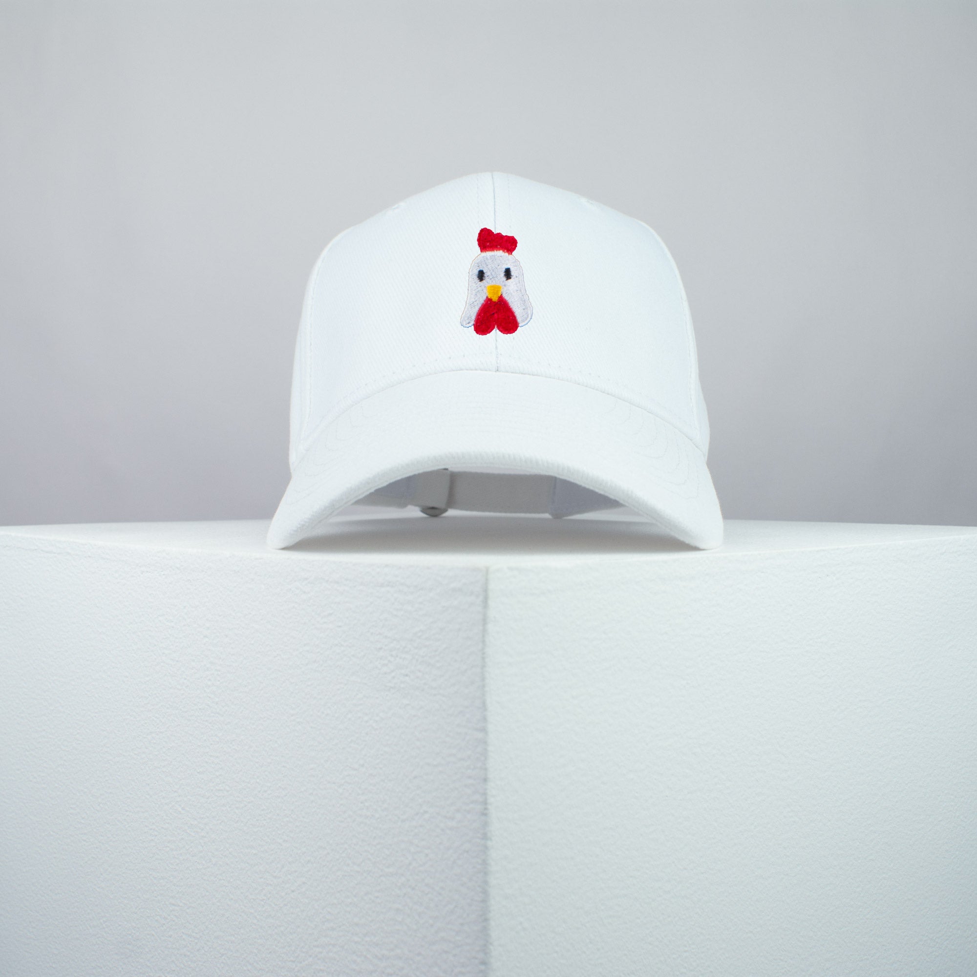 Chicken embroidered baseball cap white / bird / patches / animal / embroidery / patch / hat / dad hat / cap / iron on patch / embroidered patch / badge / applique / embroidered / punk patches / trucker hat / snapback / caps / dad hats / baseball hat / mens hat / womens hat / embroidered hat / dad cap / embroidered cap / website