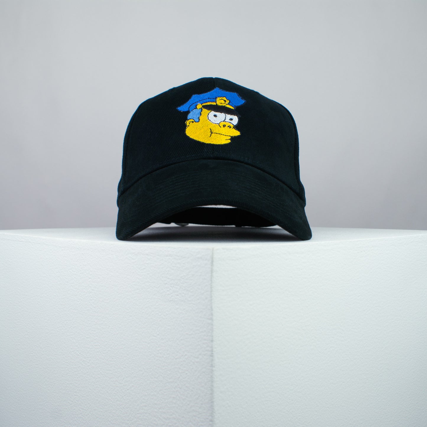 Chief Wiggum embroidered baseball cap black / the simpsons / bart / marge / homer / embroidery / patch / hat / dad hat / cap / iron on patch / embroidered patch / badge / applique / embroidered / punk patches / trucker hat / snapback / caps / dad hats / baseball hat / mens hat / womens hat / embroidered hat / dad cap / embroidered cap