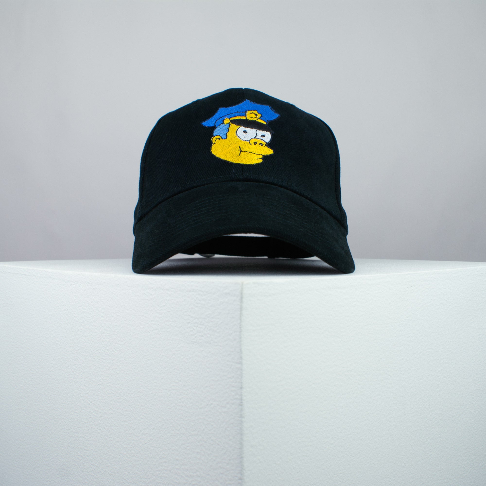 Chief Wiggum embroidered baseball cap black / the simpsons / bart / marge / homer / embroidery / patch / hat / dad hat / cap / iron on patch / embroidered patch / badge / applique / embroidered / punk patches / trucker hat / snapback / caps / dad hats / baseball hat / mens hat / womens hat / embroidered hat / dad cap / embroidered cap