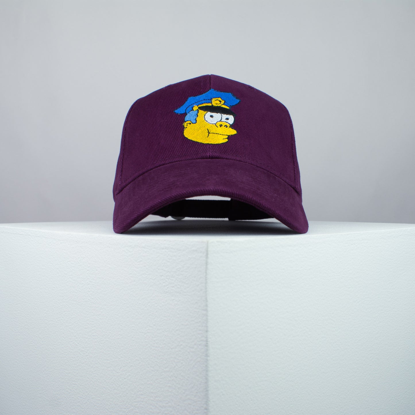 Chief Wiggum embroidered baseball cap burgundy / the simpsons / bart / marge / homer / embroidery / patch / hat / dad hat / cap / iron on patch / embroidered patch / badge / applique / embroidered / punk patches / trucker hat / snapback / caps / dad hats / baseball hat / mens hat / womens hat / embroidered hat / dad cap / embroidered cap