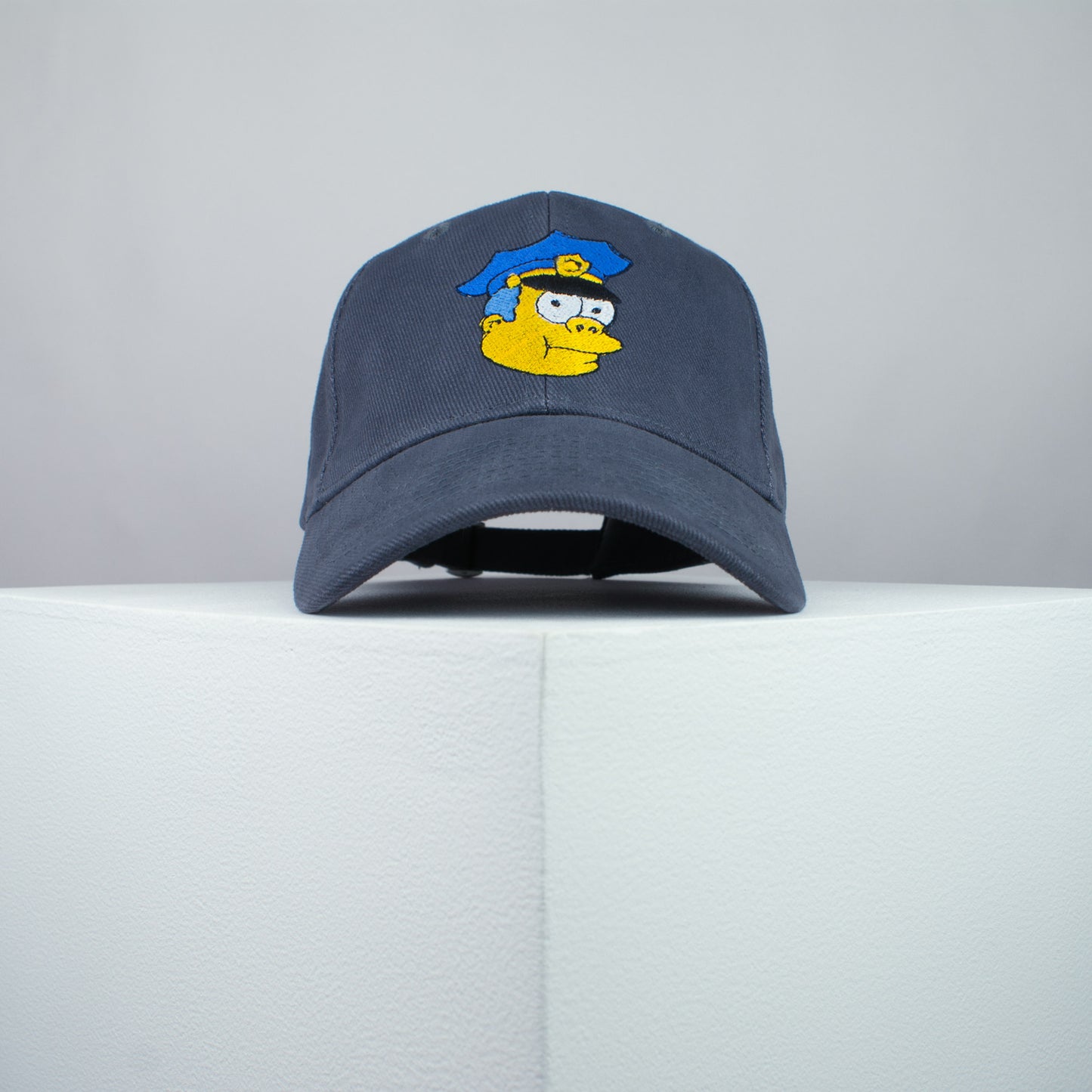 Chief Wiggum embroidered baseball cap grey / the simpsons / bart / marge / homer / embroidery / patch / hat / dad hat / cap / iron on patch / embroidered patch / badge / applique / embroidered / punk patches / trucker hat / snapback / caps / dad hats / baseball hat / mens hat / womens hat / embroidered hat / dad cap / embroidered cap