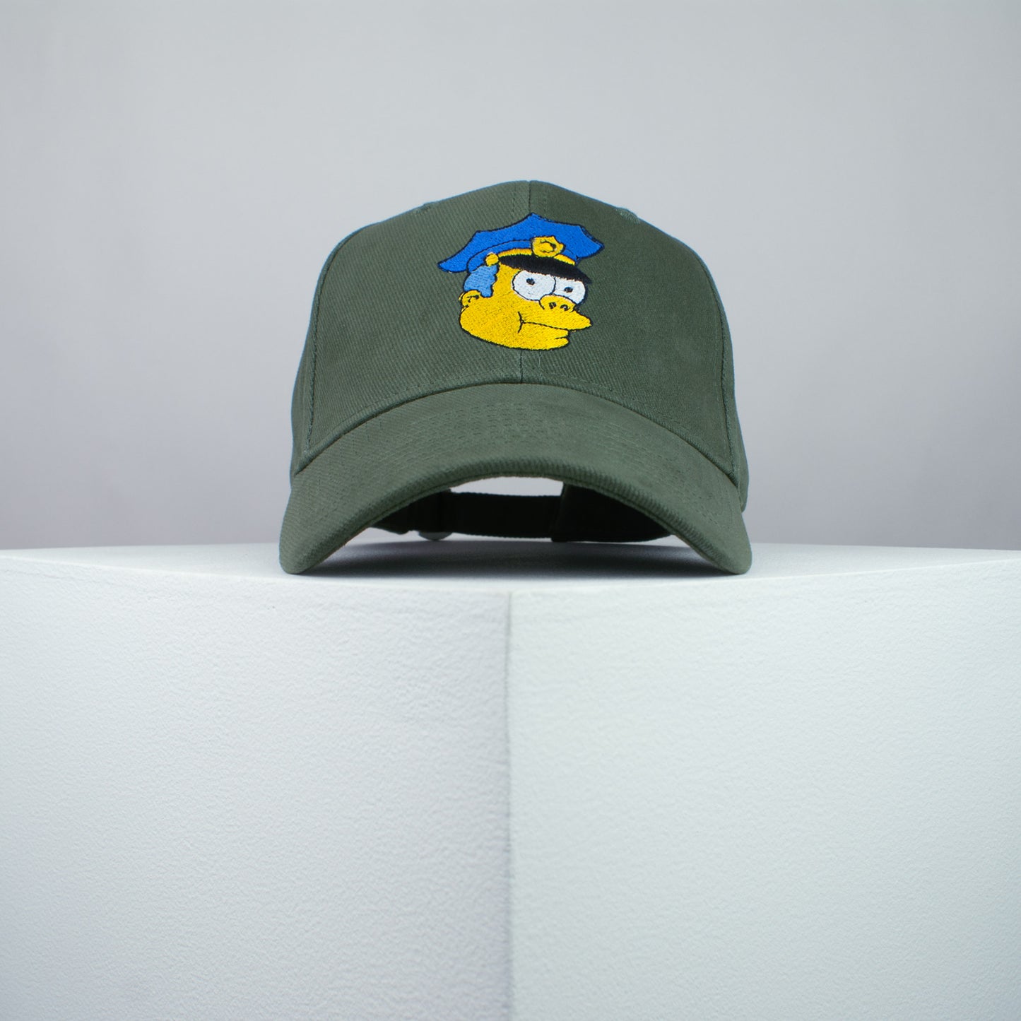 Chief Wiggum embroidered baseball cap olive green / the simpsons / bart / marge / homer / embroidery / patch / hat / dad hat / cap / iron on patch / embroidered patch / badge / applique / embroidered / punk patches / trucker hat / snapback / caps / dad hats / baseball hat / mens hat / womens hat / embroidered hat / dad cap / embroidered cap