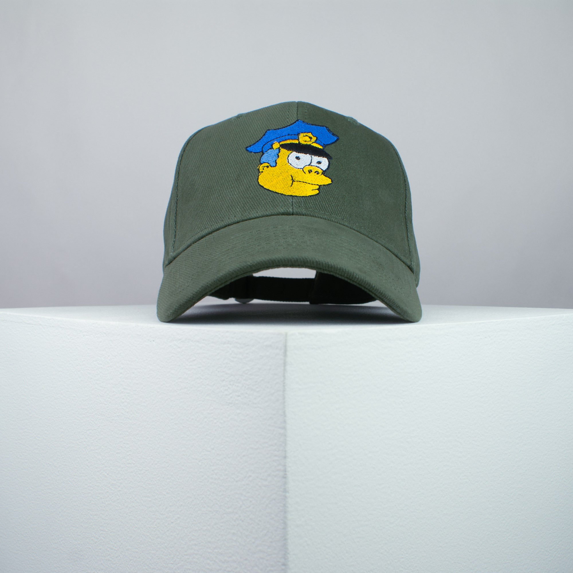 Chief Wiggum embroidered baseball cap olive green / the simpsons / bart / marge / homer / embroidery / patch / hat / dad hat / cap / iron on patch / embroidered patch / badge / applique / embroidered / punk patches / trucker hat / snapback / caps / dad hats / baseball hat / mens hat / womens hat / embroidered hat / dad cap / embroidered cap