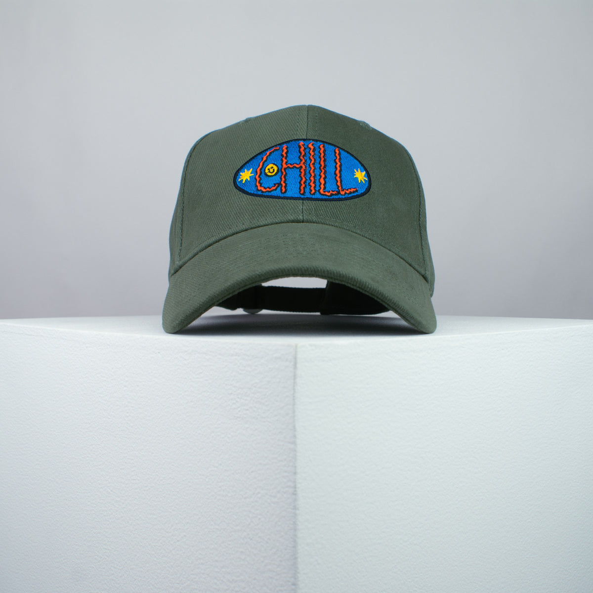 Chill embroidered baseball cap olive green / 90s / retro / vintage / rainbow / embroidery / patch / hat / dad hat / cap / iron on patch / embroidered patch / badge / applique / embroidered / punk patches / trucker hat / snapback / caps / dad hats / baseball hat / mens hat / womens hat / embroidered hat / dad cap / embroidered cap