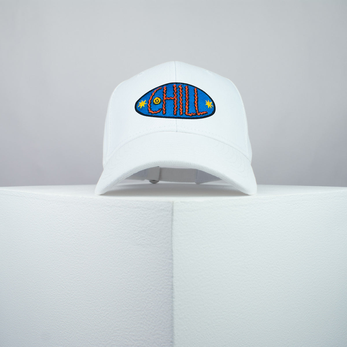 Chill embroidered baseball cap white / 90s / retro / vintage / rainbow / embroidery / patch / hat / dad hat / cap / iron on patch / embroidered patch / badge / applique / embroidered / punk patches / trucker hat / snapback / caps / dad hats / baseball hat / mens hat / womens hat / embroidered hat / dad cap / embroidered cap
