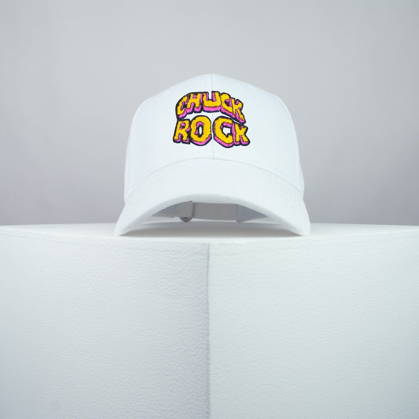 Chuck Rock Nintendo Gameboy game embroidered baseball cap white / retro / vintage / gamer / gaming / embroidery / patch / hat / dad hat / cap / iron on patch / embroidered patch / badge / applique / embroidered / punk patches / trucker hat / snapback / caps / dad hats / baseball hat / mens hat / womens hat / embroidered hat / dad cap / embroidered cap