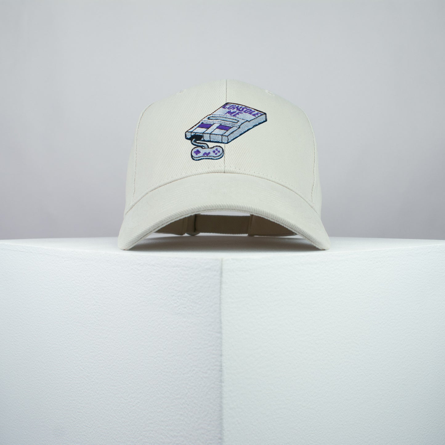 Console me embroidered baseball cap beige / SNES / nintendo / N64 / gaming / gamer / embroidery / patch / dad / hat / cap / clothing // Hatty Hats / iron on patch / dad hat embroidered patch / badge / applique / embroidered / punk patches / trucker hat / snapback / caps / dad hats / baseball hat / mens hat / womens hat / embroidered hat / dad cap / embroidered cap