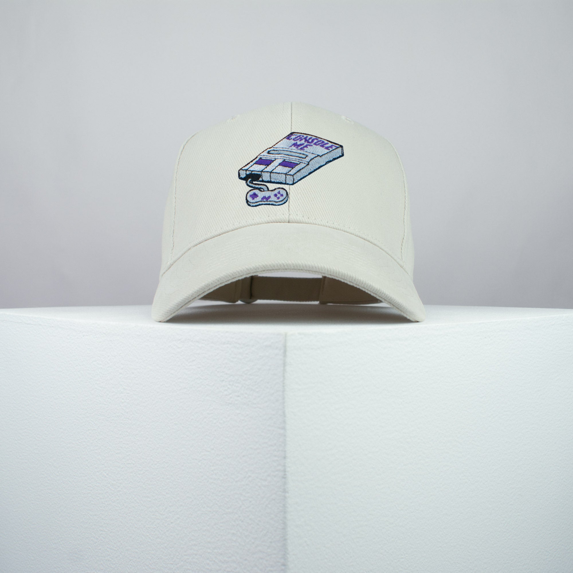 Console me embroidered baseball cap beige / SNES / nintendo / N64 / gaming / gamer / embroidery / patch / dad / hat / cap / clothing // Hatty Hats / iron on patch / dad hat embroidered patch / badge / applique / embroidered / punk patches / trucker hat / snapback / caps / dad hats / baseball hat / mens hat / womens hat / embroidered hat / dad cap / embroidered cap
