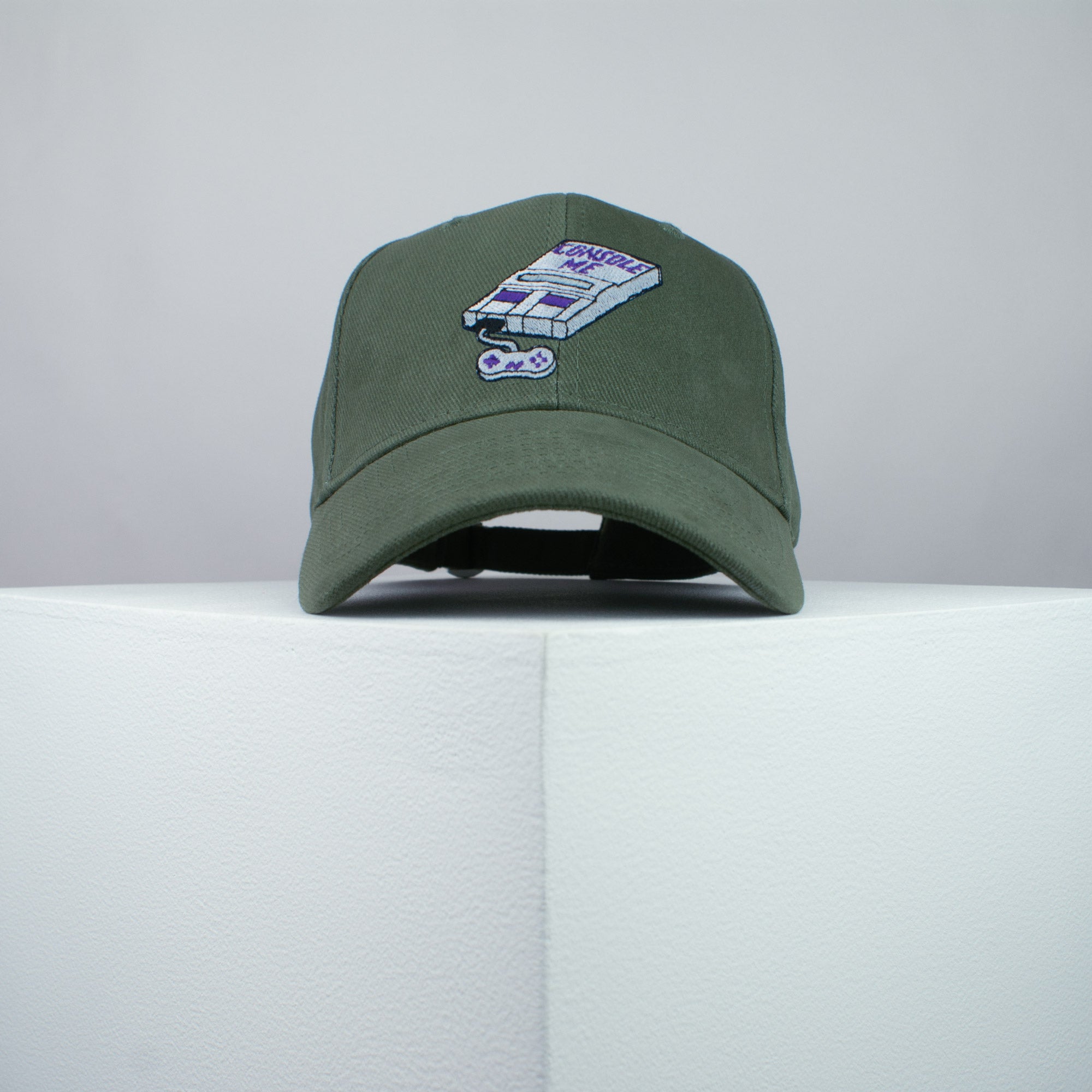 Console me embroidered baseball cap olive green / SNES / nintendo / N64 / gaming / gamer / embroidery / patch / dad / hat / cap / clothing // Hatty Hats / iron on patch / dad hat embroidered patch / badge / applique / embroidered / punk patches / trucker hat / snapback / caps / dad hats / baseball hat / mens hat / womens hat / embroidered hat / dad cap / embroidered cap
