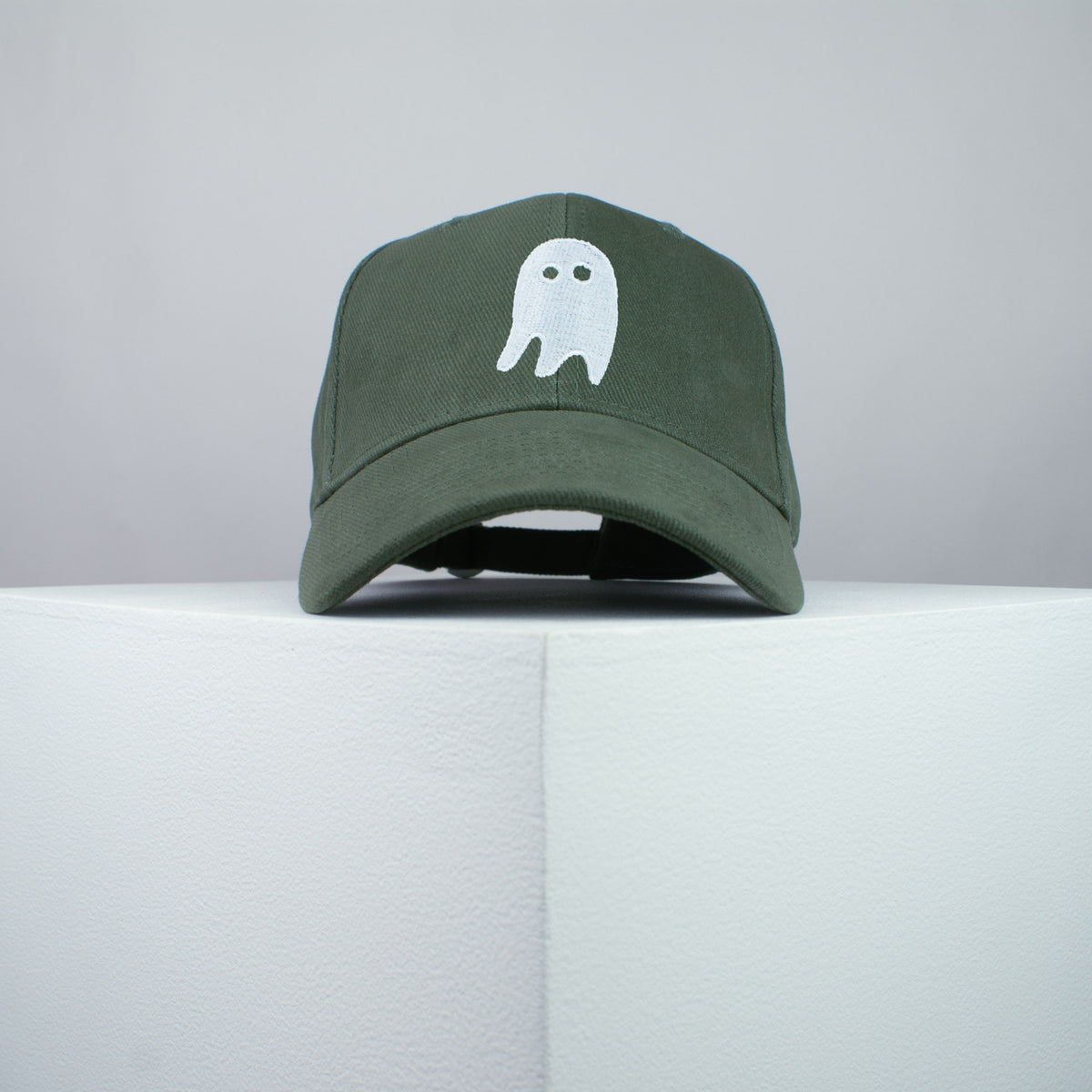 Crazy Ghost embroidered baseball cap olive green / halloween / spooky / costume / cute / embroidery / patch / hat / dad hat / cap / iron on patch / embroidered patch / badge / applique / embroidered / punk patches / trucker hat / snapback / caps / dad hats / baseball hat / mens hat / womens hat / embroidered hat / dad cap / embroidered cap