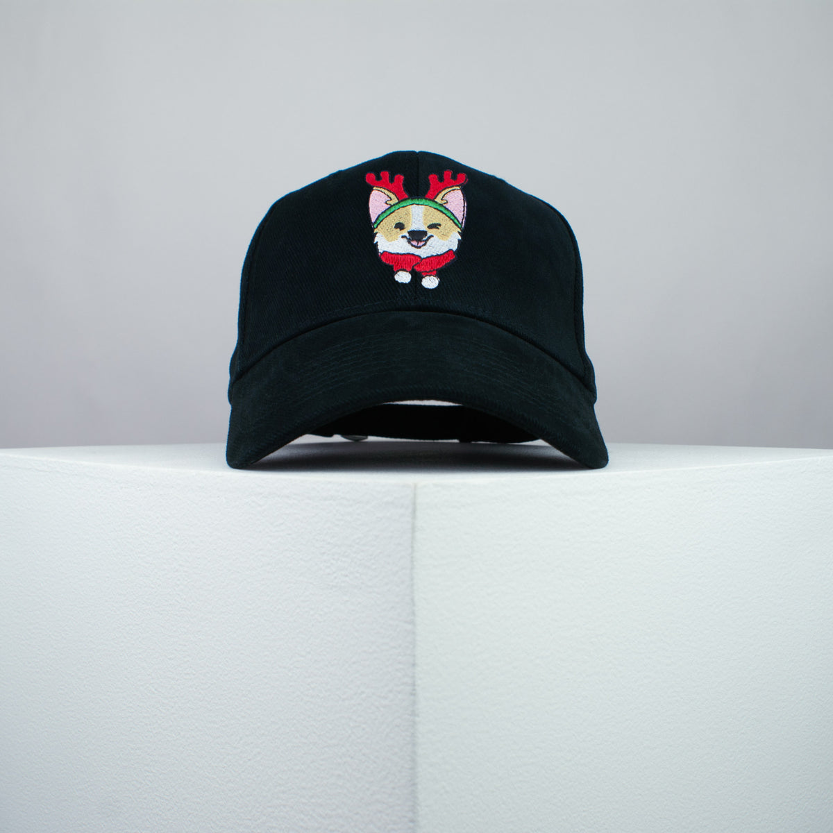 Cute Corgi Reindeer embroidered baseball cap black / dog lover / puppy / pet / christmas / embroidery / patch / hat / dad hat / cap / iron on patch / embroidered patch / badge / applique / embroidered / punk patches / trucker hat / snapback / caps / dad hats / baseball hat / mens hat / womens hat / embroidered hat / dad cap / embroidered cap