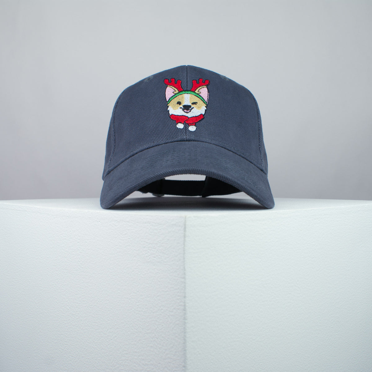 Cute Corgi Reindeer embroidered baseball cap grey / dog lover / puppy / pet / christmas / embroidery / patch / hat / dad hat / cap / iron on patch / embroidered patch / badge / applique / embroidered / punk patches / trucker hat / snapback / caps / dad hats / baseball hat / mens hat / womens hat / embroidered hat / dad cap / embroidered cap