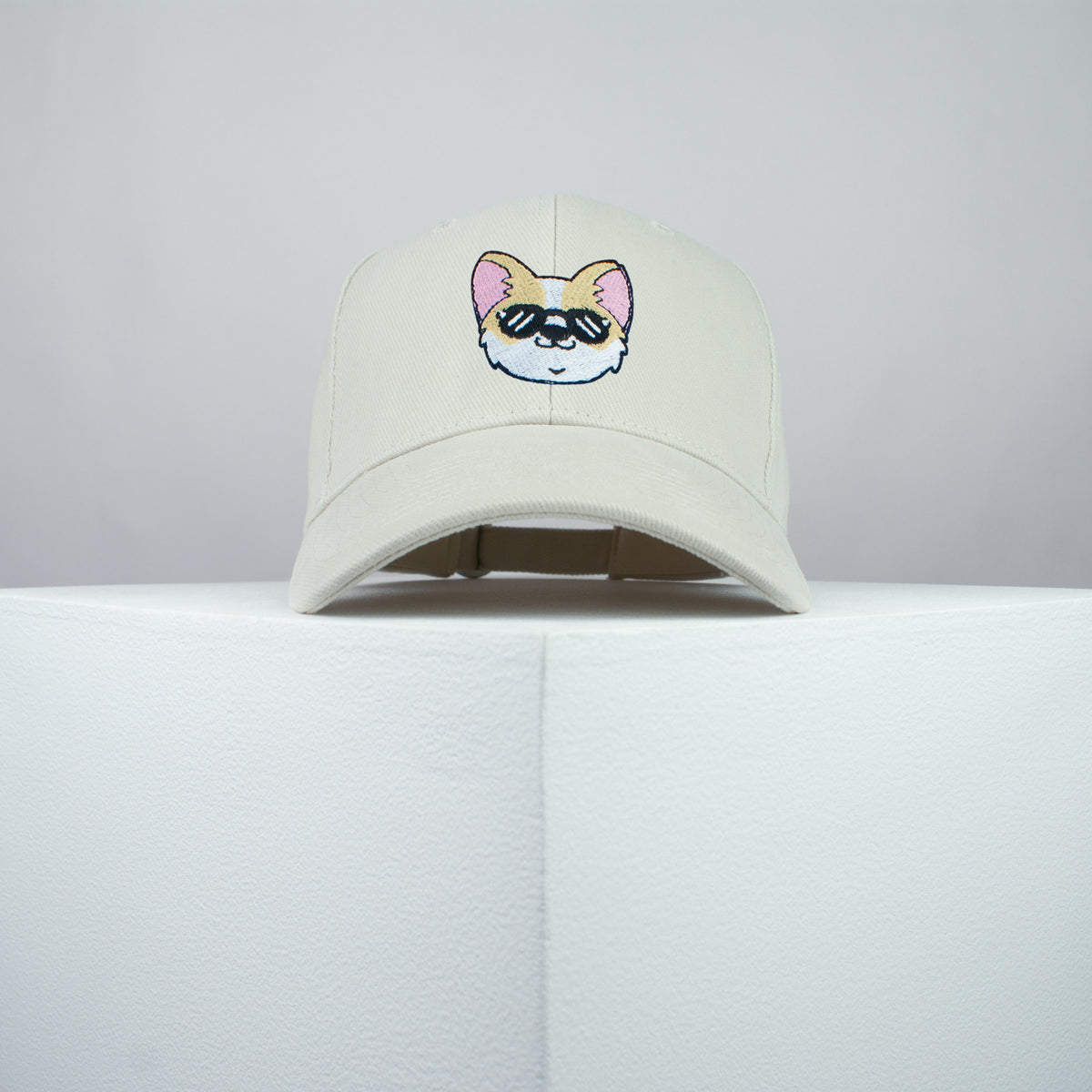 Cute Corgi sunglasses embroidered baseball cap beige / dog lover / puppy / pet / welsh / embroidery / patch / hat / dad hat / cap / iron on patch / embroidered patch / badge / applique / embroidered / punk patches / trucker hat / snapback / caps / dad hats / baseball hat / mens hat / womens hat / embroidered hat / dad cap / embroidered cap