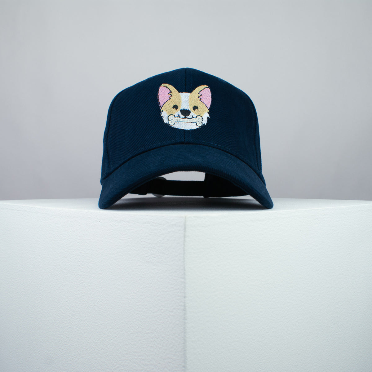 Cute Corgi bone embroidered baseball cap navy / dog lover / puppy / pet / welsh / embroidery / patch / hat / dad hat / cap / iron on patch / embroidered patch / badge / applique / embroidered / punk patches / trucker hat / snapback / caps / dad hats / baseball hat / mens hat / womens hat / embroidered hat / dad cap / embroidered cap