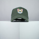 Cute Corgi bone embroidered baseball cap olive green / dog lover / puppy / pet / welsh / embroidery / patch / hat / dad hat / cap / iron on patch / embroidered patch / badge / applique / embroidered / punk patches / trucker hat / snapback / caps / dad hats / baseball hat / mens hat / womens hat / embroidered hat / dad cap / embroidered cap