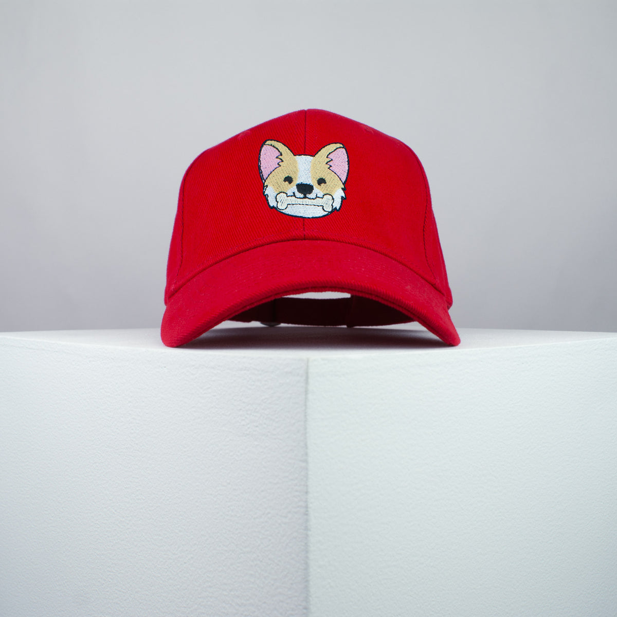 Cute Corgi bone embroidered baseball cap red / dog lover / puppy / pet / welsh / embroidery / patch / hat / dad hat / cap / iron on patch / embroidered patch / badge / applique / embroidered / punk patches / trucker hat / snapback / caps / dad hats / baseball hat / mens hat / womens hat / embroidered hat / dad cap / embroidered cap