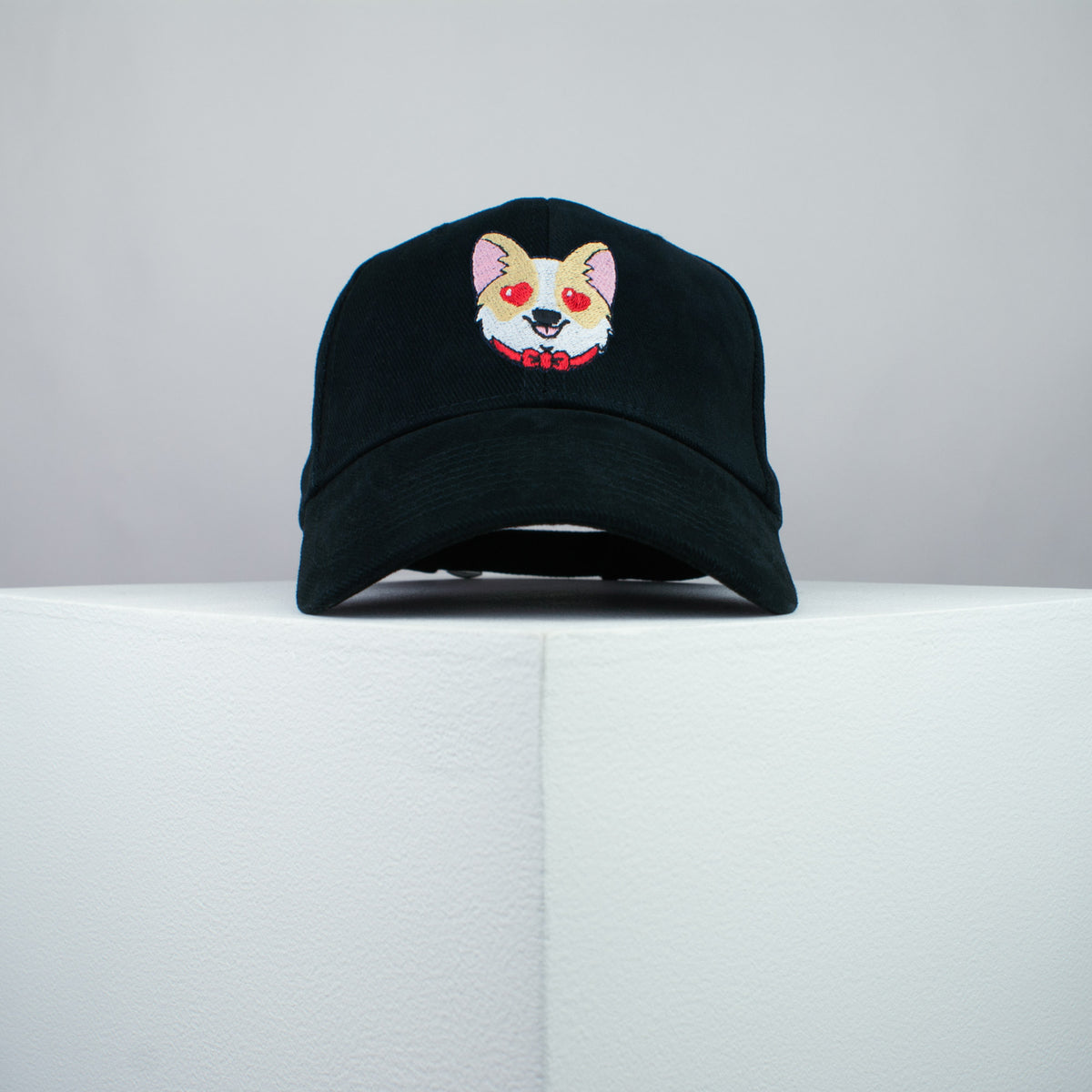 Cute Corgi hearts embroidered baseball cap black / dog lover / puppy / pet / welsh / embroidery / patch / hat / dad hat / cap / iron on patch / embroidered patch / badge / applique / embroidered / punk patches / trucker hat / snapback / caps / dad hats / baseball hat / mens hat / womens hat / embroidered hat / dad cap / embroidered cap