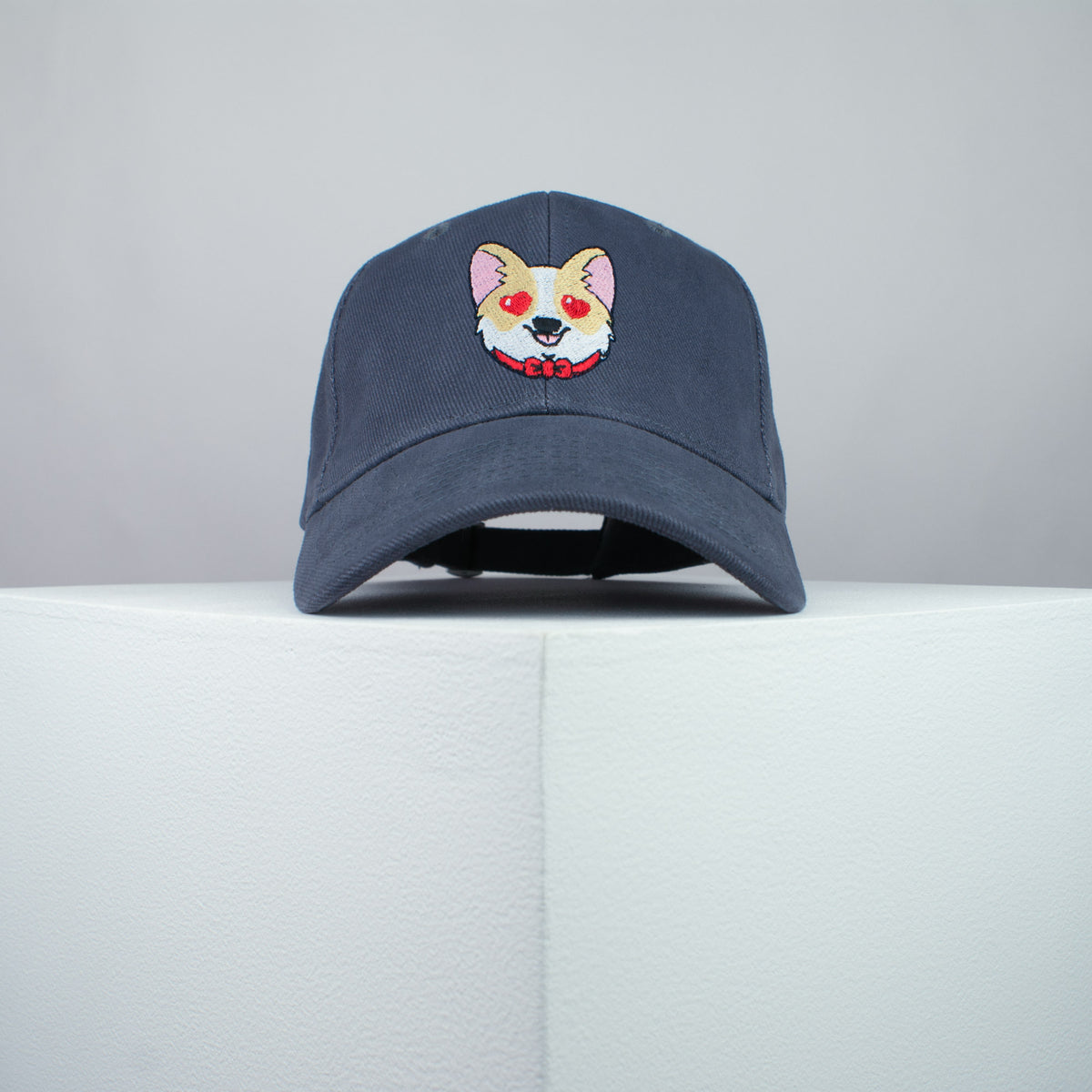 Cute Corgi hearts embroidered baseball cap grey / dog lover / puppy / pet / welsh / embroidery / patch / hat / dad hat / cap / iron on patch / embroidered patch / badge / applique / embroidered / punk patches / trucker hat / snapback / caps / dad hats / baseball hat / mens hat / womens hat / embroidered hat / dad cap / embroidered cap