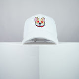 Cute Corgi hearts embroidered baseball cap white / dog lover / puppy / pet / welsh / embroidery / patch / hat / dad hat / cap / iron on patch / embroidered patch / badge / applique / embroidered / punk patches / trucker hat / snapback / caps / dad hats / baseball hat / mens hat / womens hat / embroidered hat / dad cap / embroidered cap