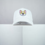 Cute Corgi wink embroidered baseball cap white / dog lover / puppy / pet / welsh / embroidery / patch / hat / dad hat / cap / iron on patch / embroidered patch / badge / applique / embroidered / punk patches / trucker hat / snapback / caps / dad hats / baseball hat / mens hat / womens hat / embroidered hat / dad cap / embroidered cap