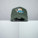 Cute Eating Kitty embroidered baseball cap olive green / cat / kitten / fish / dog / embroidery / patch / hat / dad hat / cap / iron on patch / embroidered patch / badge / applique / embroidered / punk patches / trucker hat / snapback / caps / dad hats / baseball hat / mens hat / womens hat / embroidered hat / dad cap / embroidered cap