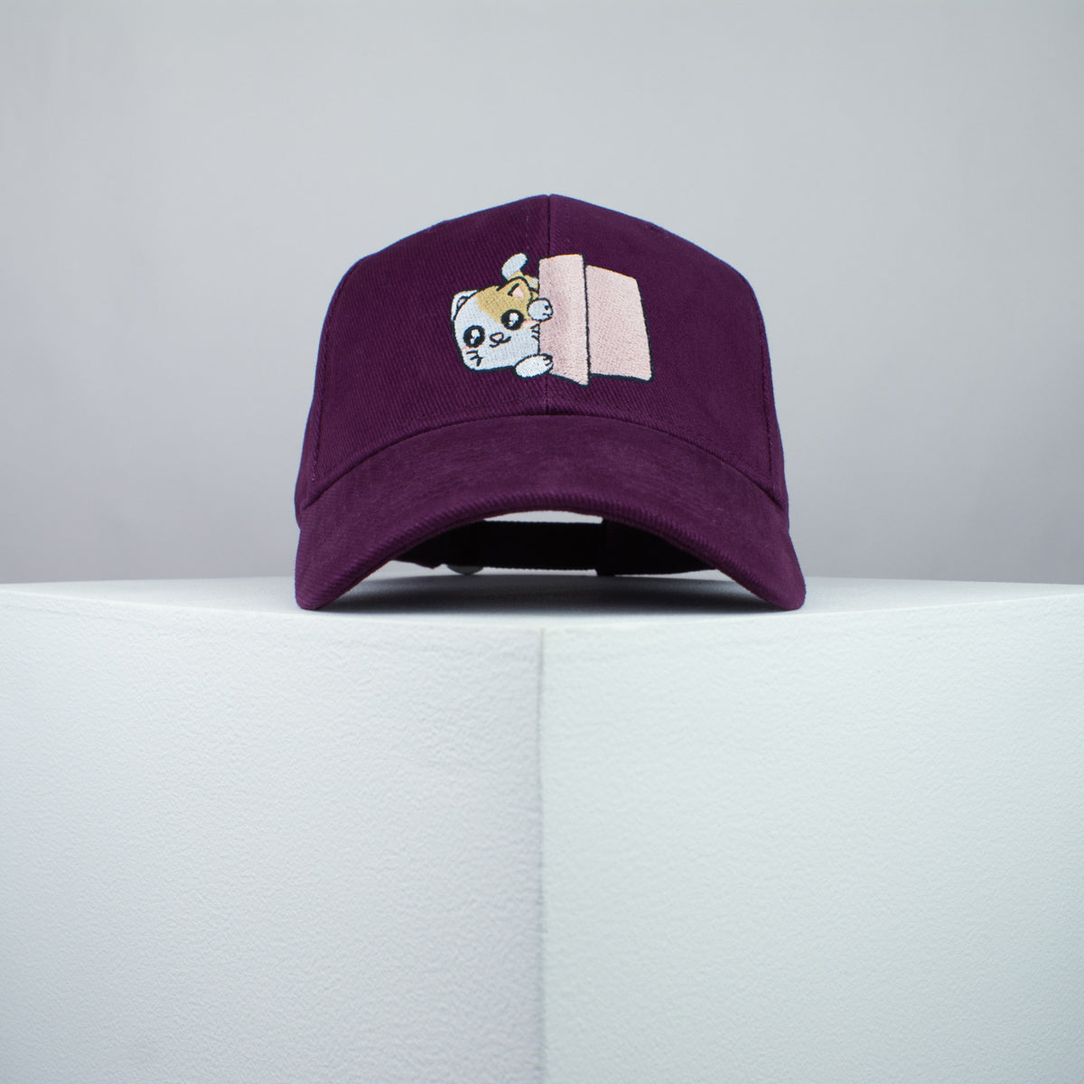 Cute Nosey Kitty embroidered baseball cap burgundy / cat / kitten / pet / dog / embroidery / patch / hat / dad hat / cap / iron on patch / embroidered patch / badge / applique / embroidered / punk patches / trucker hat / snapback / caps / dad hats / baseball hat / mens hat / womens hat / embroidered hat / dad cap / embroidered cap