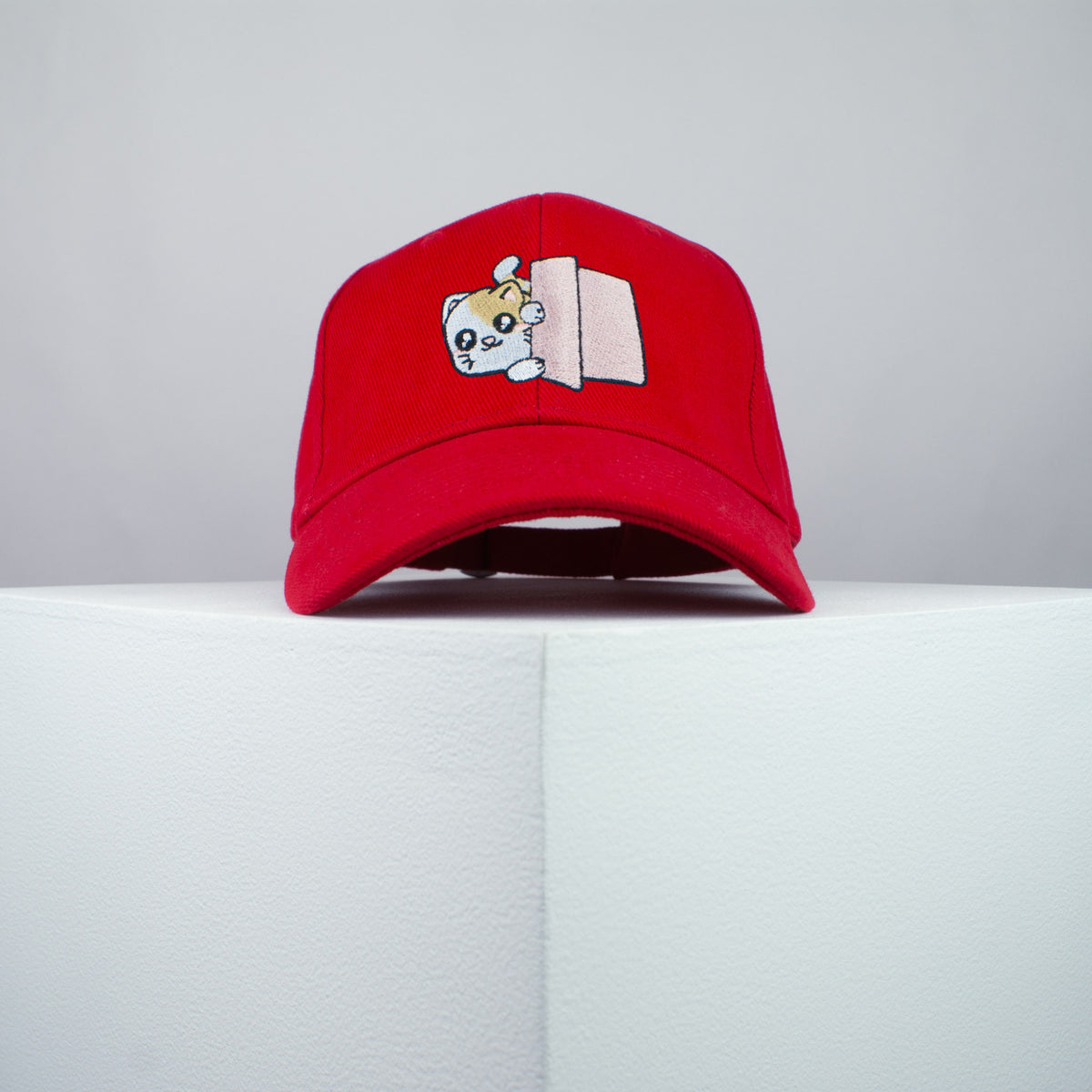 Cute Nosey Kitty embroidered baseball cap red / cat / kitten / pet / dog / embroidery / patch / hat / dad hat / cap / iron on patch / embroidered patch / badge / applique / embroidered / punk patches / trucker hat / snapback / caps / dad hats / baseball hat / mens hat / womens hat / embroidered hat / dad cap / embroidered cap